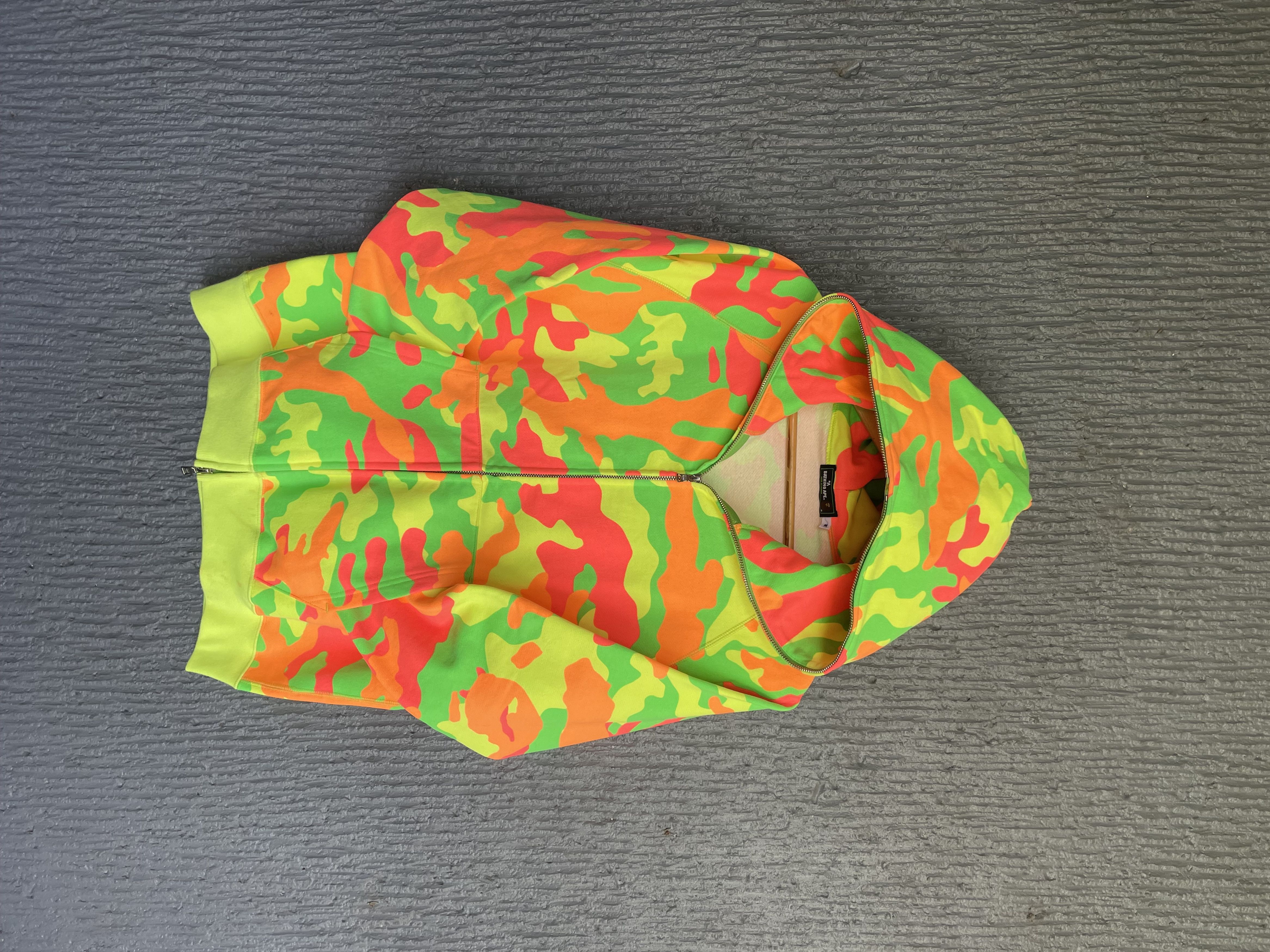 Bape Neon Woodland Camo Full Zip Hoodie Size US M / EU 48-50 / 2 - 2 Thumbnail