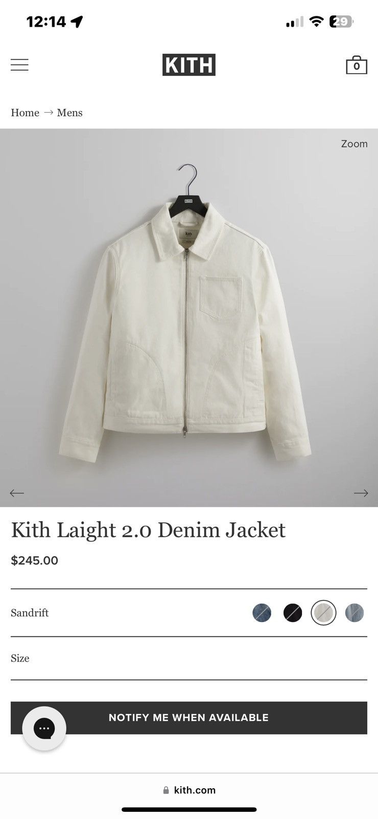 Kith LAIGHT 2.0 DENIM JACKET MEDIUM SANDRIFT | Grailed