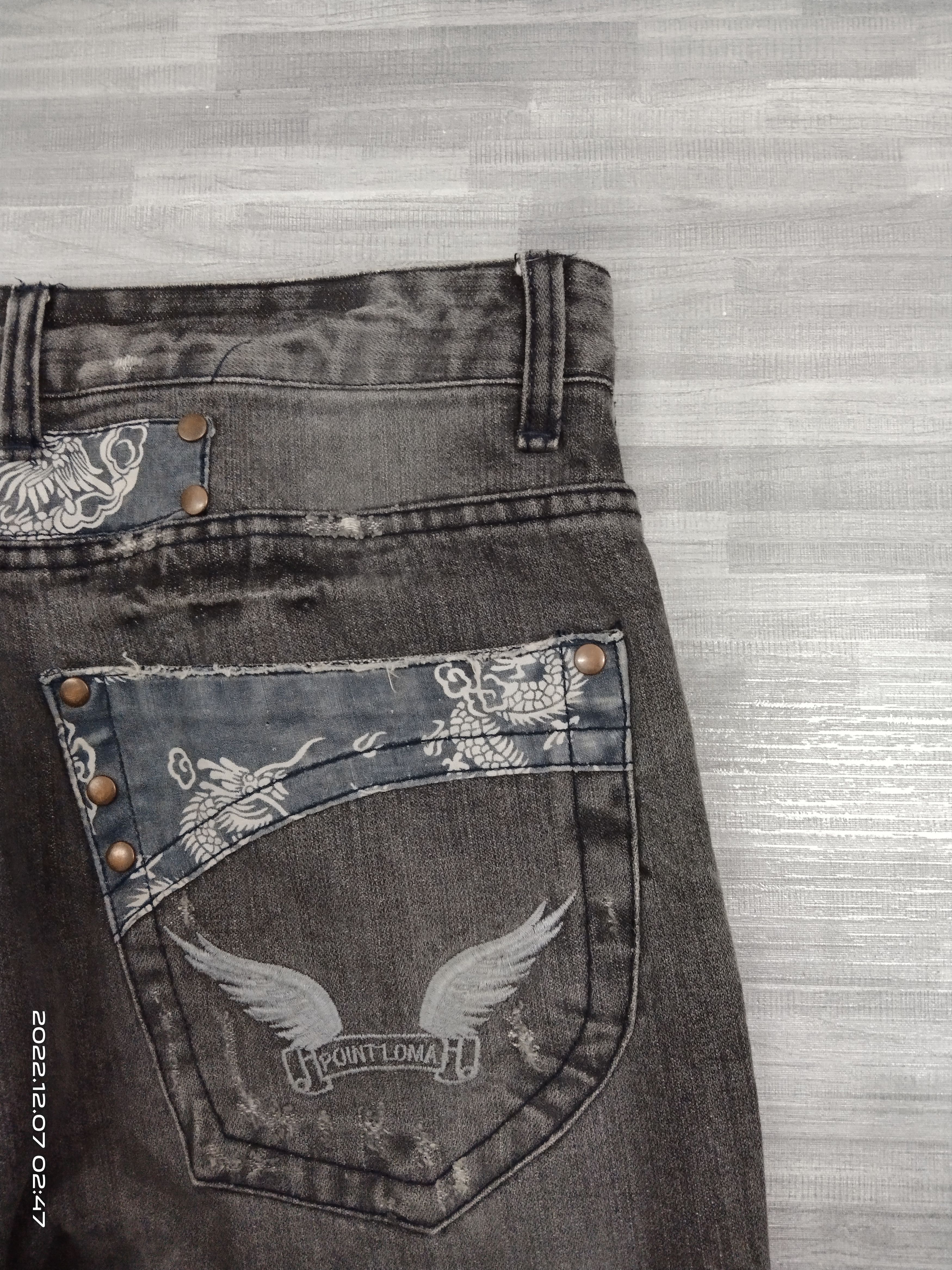 Japanese Brand FLARED🔥SUPER SICK RIPED POINT LOMA DENIM PANTS Size US 31 - 9 Thumbnail