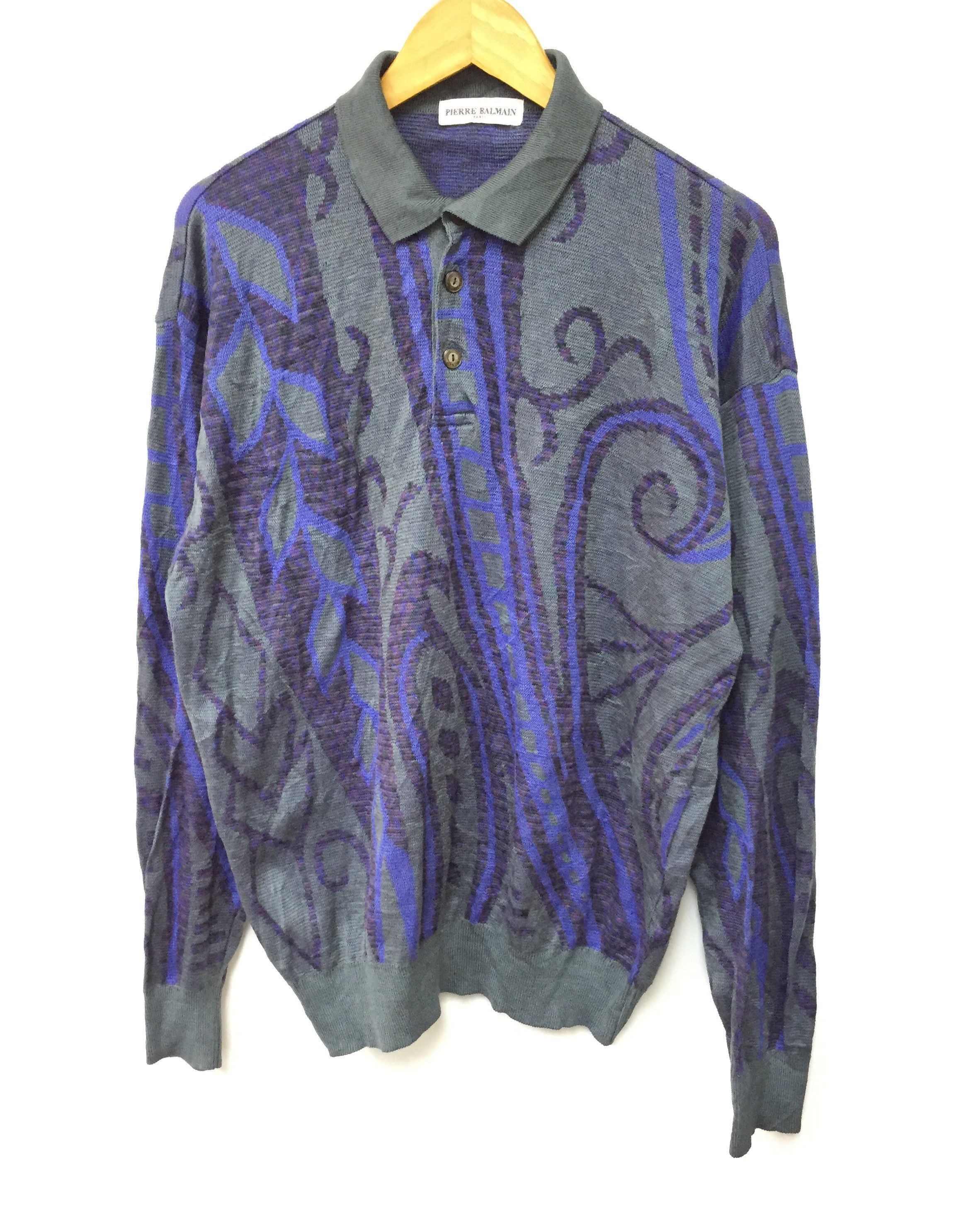 Balmain × Pierre Balmain 90's BALMAIN Googi Abstract Knit Size US L / EU 52-54 / 3 - 1 Thumbnail