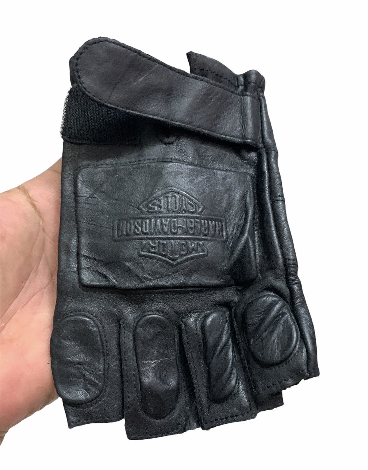 Genuine Leather × Harley Davidson × Vintage Motor Harley Davidson Cycles Leather Glove ( Only Left ) Size ONE SIZE - 5 Thumbnail