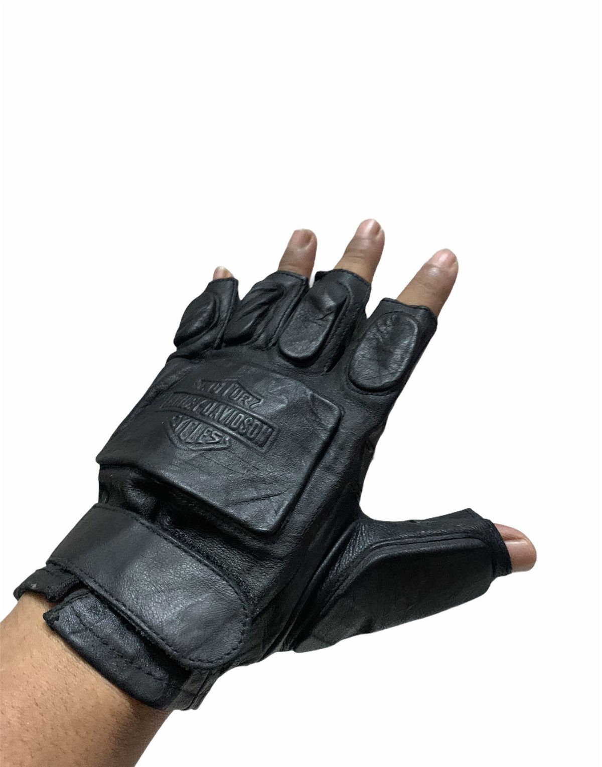 Genuine Leather × Harley Davidson × Vintage Motor Harley Davidson Cycles Leather Glove ( Only Left ) Size ONE SIZE - 1 Thumbnail