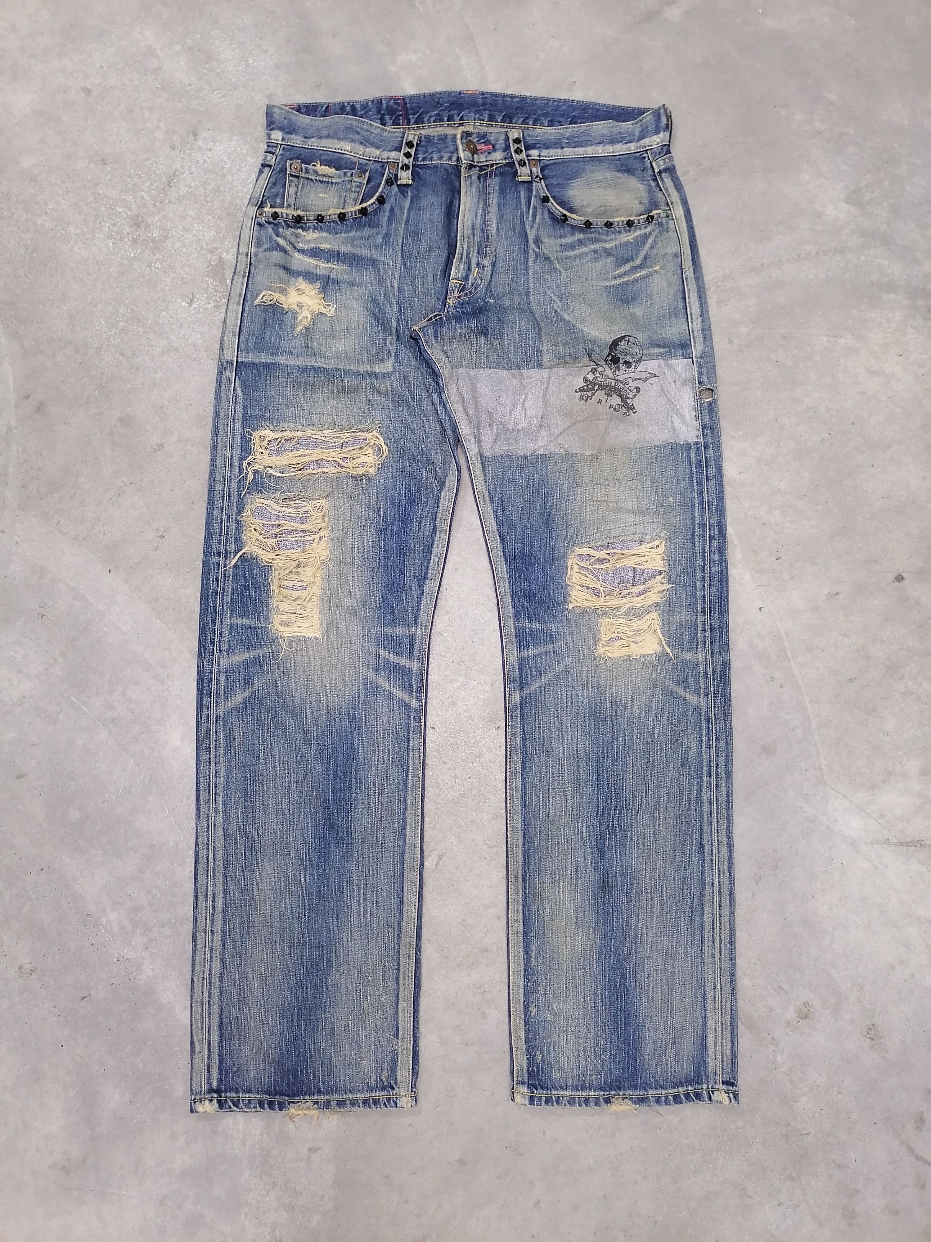 Japanese Brand Edwin Burilio Divino Rip Sedi Distressed Denim Pant Size US 36 / EU 52 - 2 Thumbnail