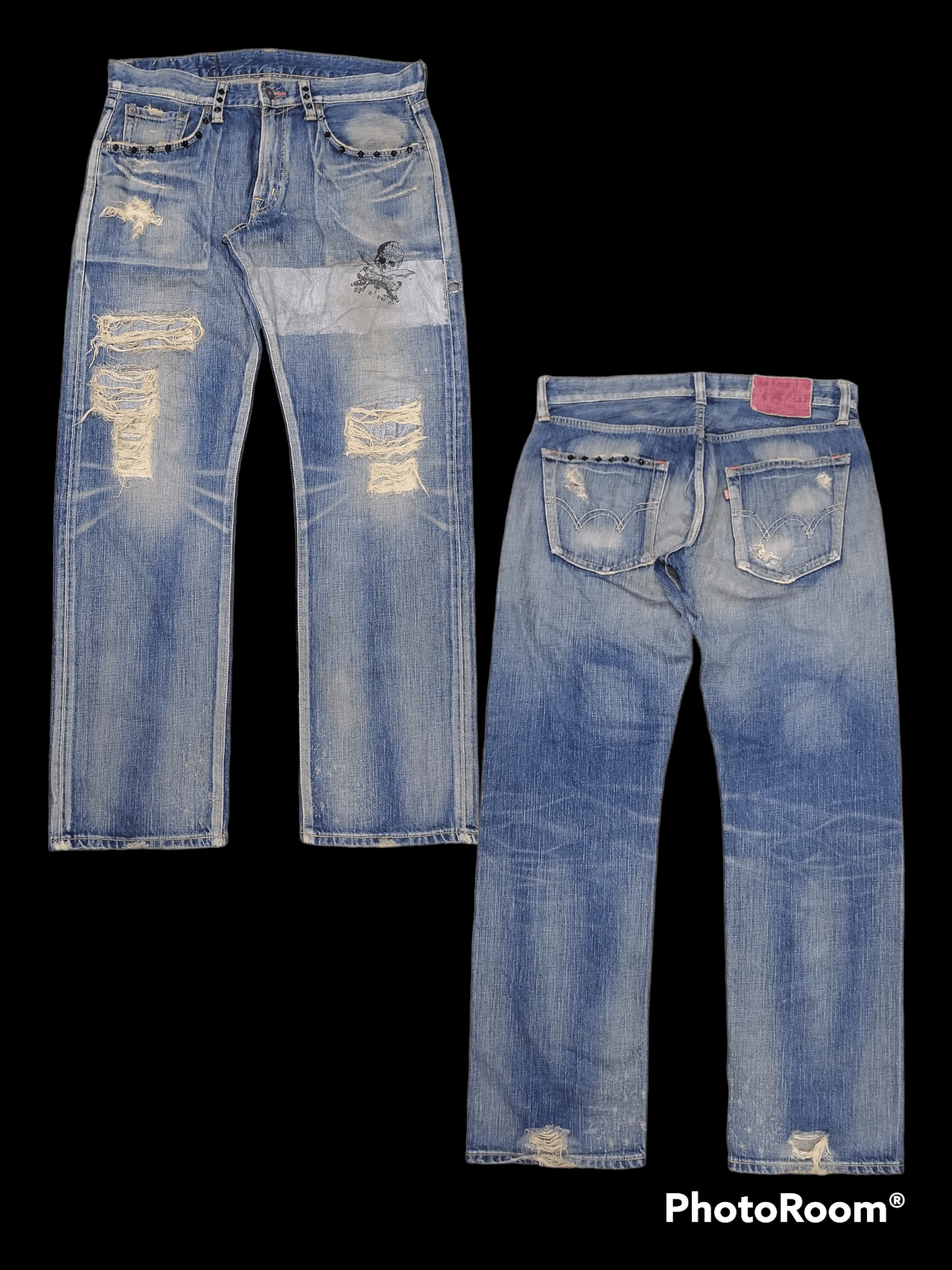 Japanese Brand Edwin Burilio Divino Rip Sedi Distressed Denim Pant Size US 36 / EU 52 - 1 Thumbnail