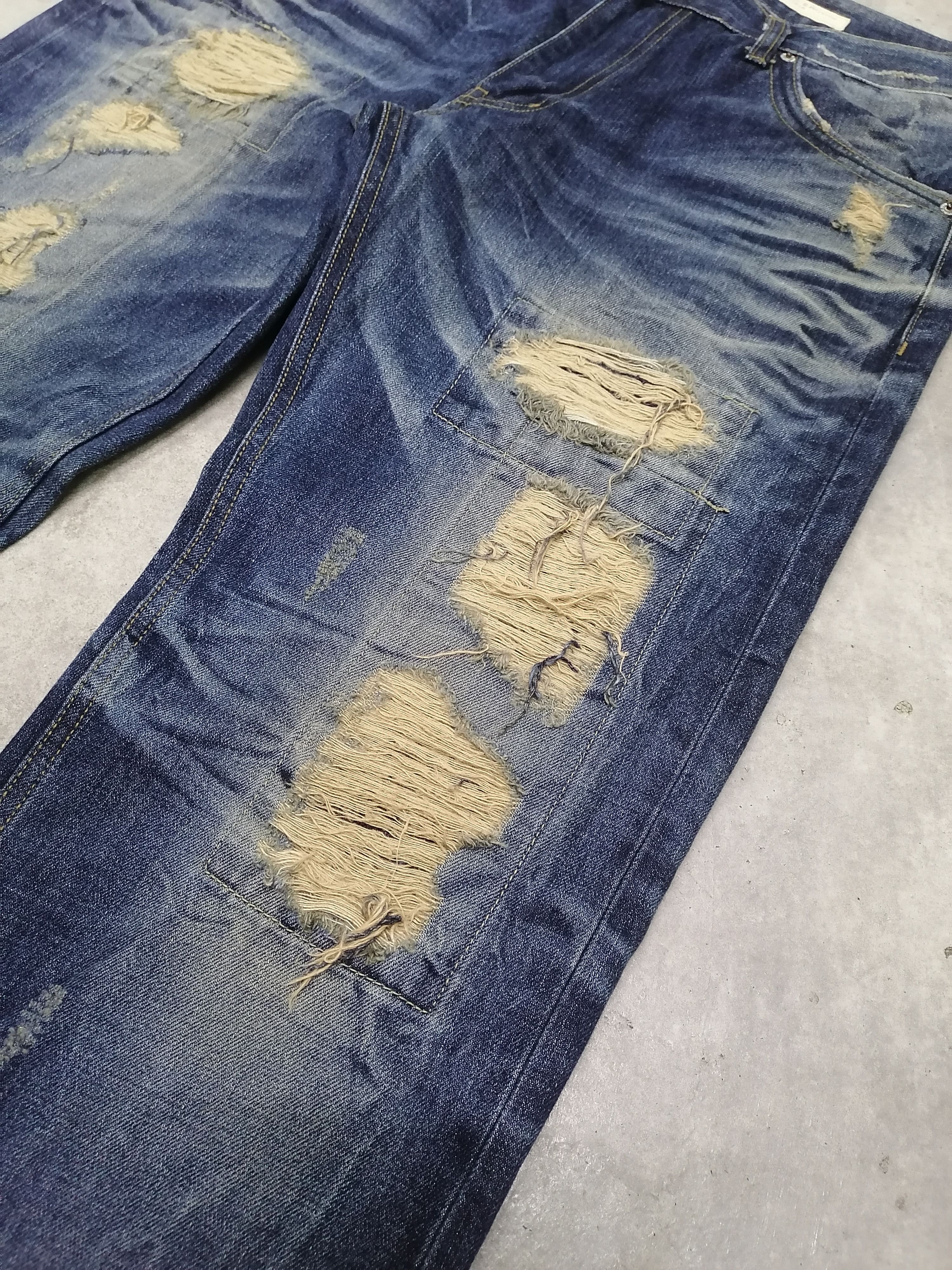 Japanese Brand × Vintage Sickkk🔥DPSR Patchwork Rip Distressed Denim Pants⚡⚡⚡ Size US 36 / EU 52 - 4 Thumbnail