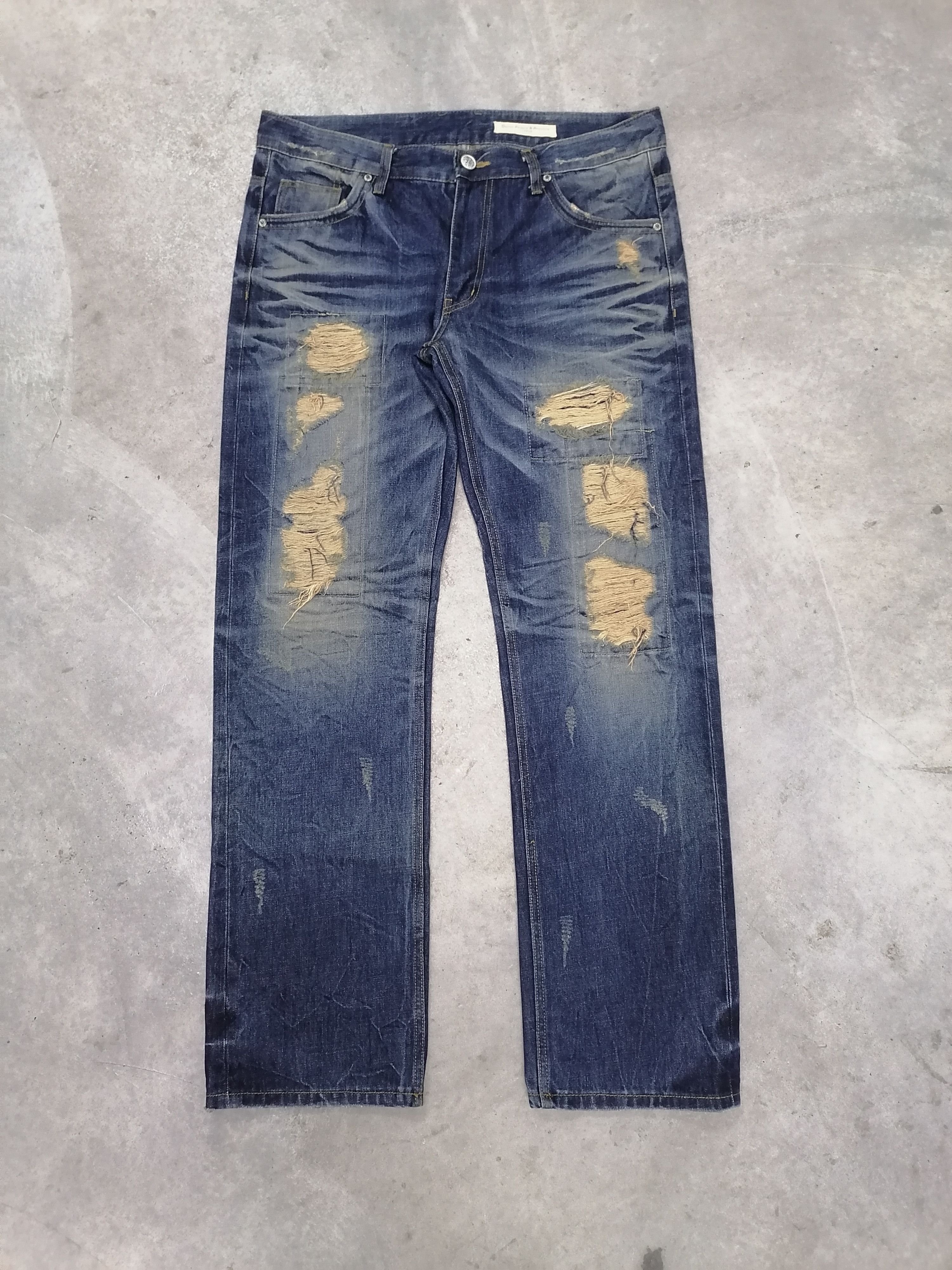 Japanese Brand × Vintage Sickkk🔥DPSR Patchwork Rip Distressed Denim Pants⚡⚡⚡ Size US 36 / EU 52 - 2 Thumbnail