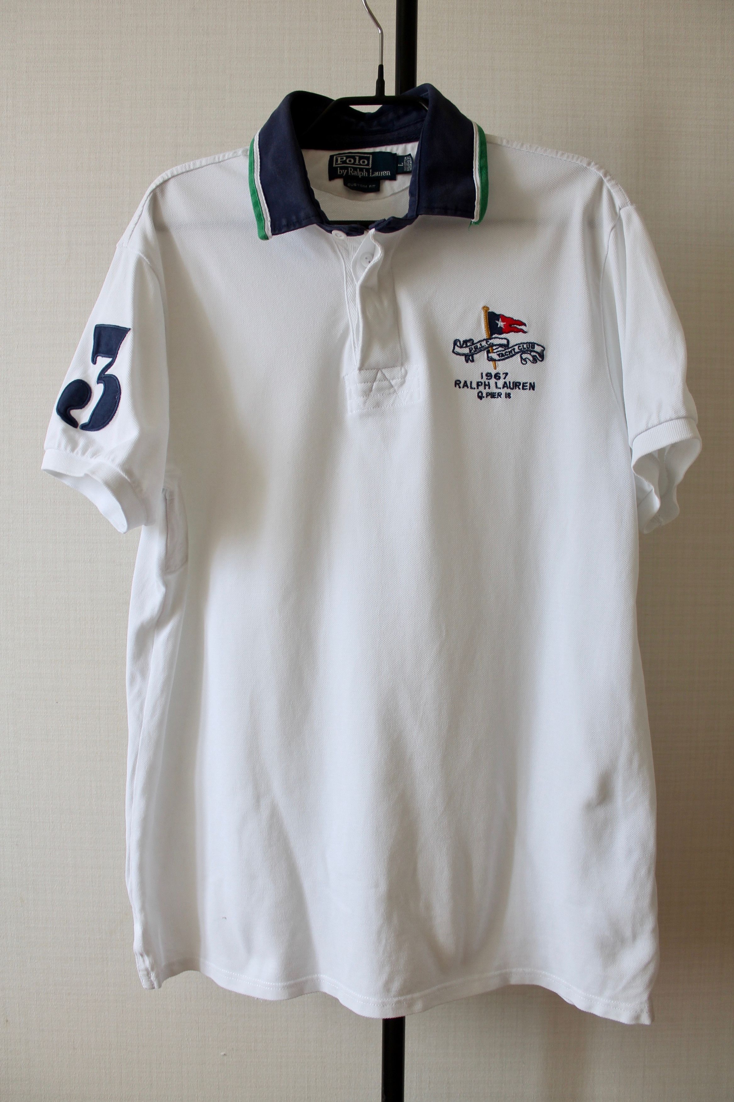 Polo Ralph Lauren × Ralph Lauren × Vintage Polo Ralph Lauren Yacht CLub 1967 Q. Pier 18 Flag Shirt Size US L / EU 52-54 / 3 - 2 Thumbnail