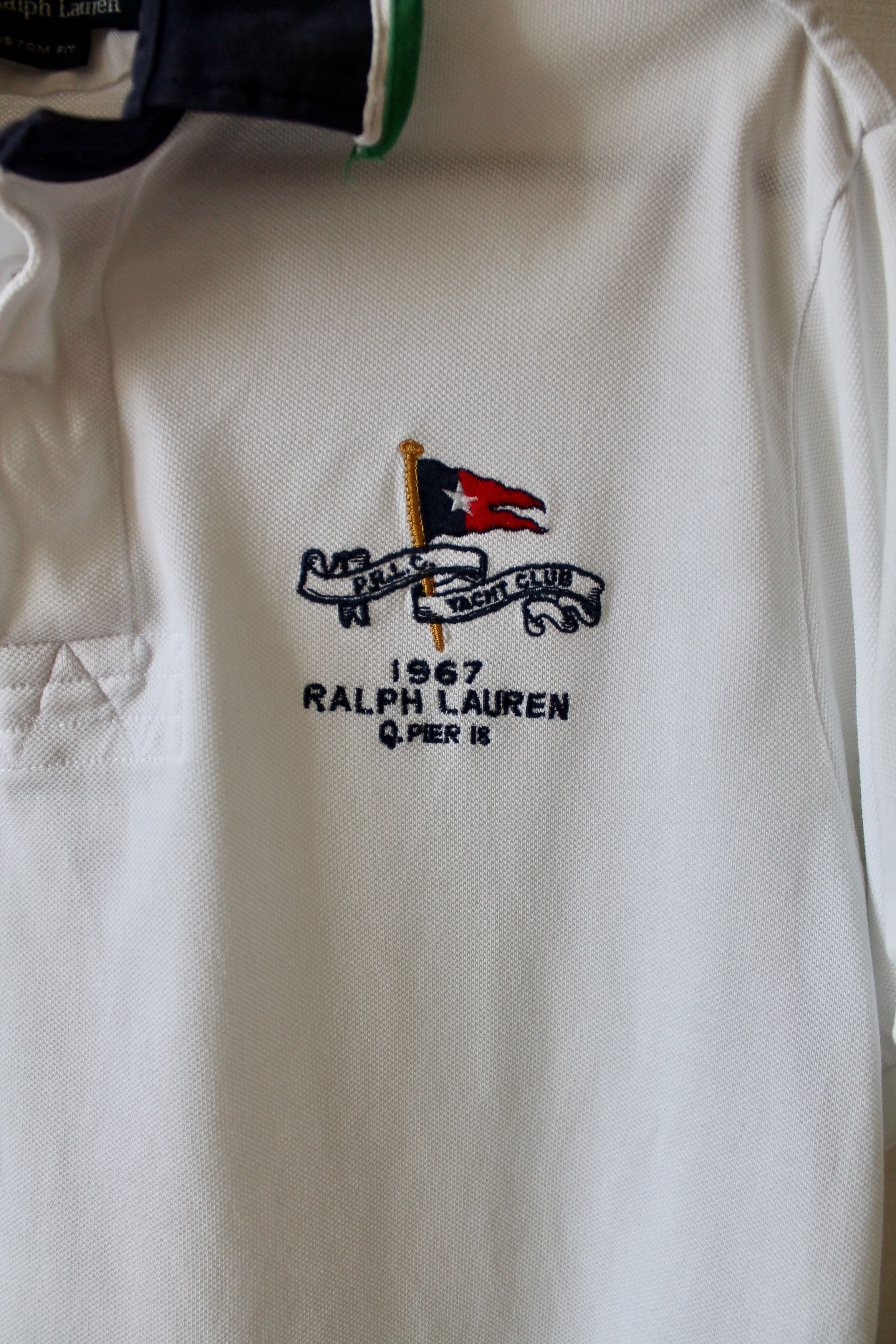 Polo Ralph Lauren × Ralph Lauren × Vintage Polo Ralph Lauren Yacht CLub 1967 Q. Pier 18 Flag Shirt Size US L / EU 52-54 / 3 - 4 Thumbnail