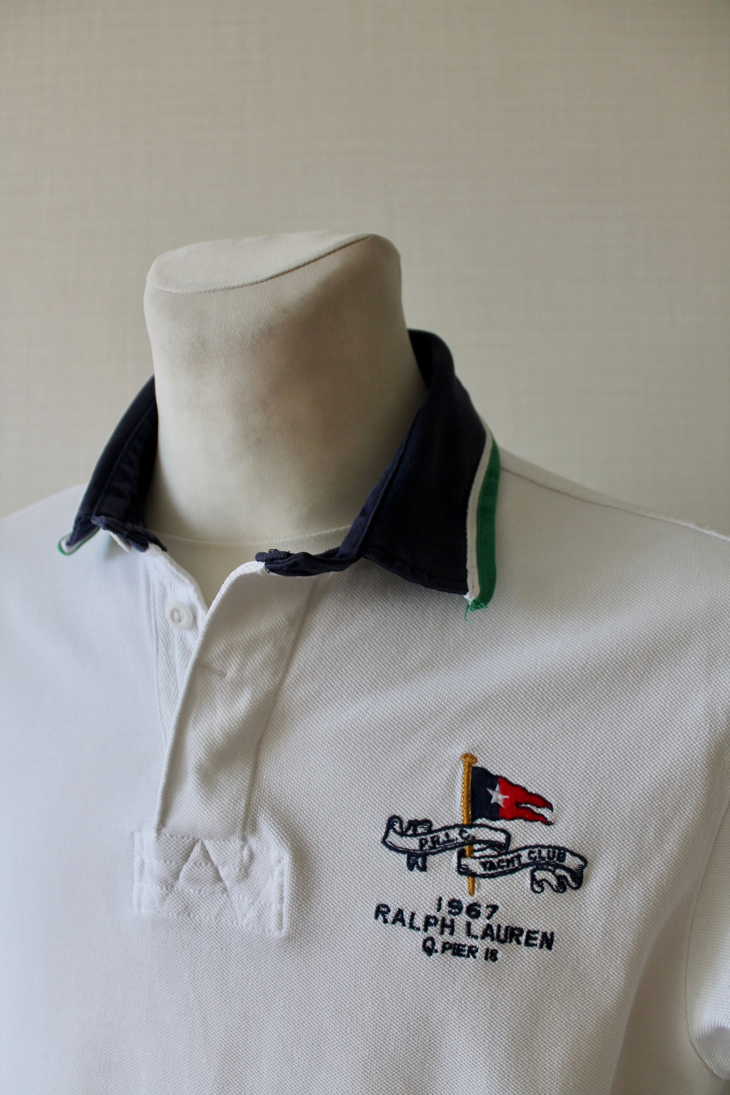 Polo Ralph Lauren × Ralph Lauren × Vintage Polo Ralph Lauren Yacht CLub 1967 Q. Pier 18 Flag Shirt Size US L / EU 52-54 / 3 - 9 Thumbnail