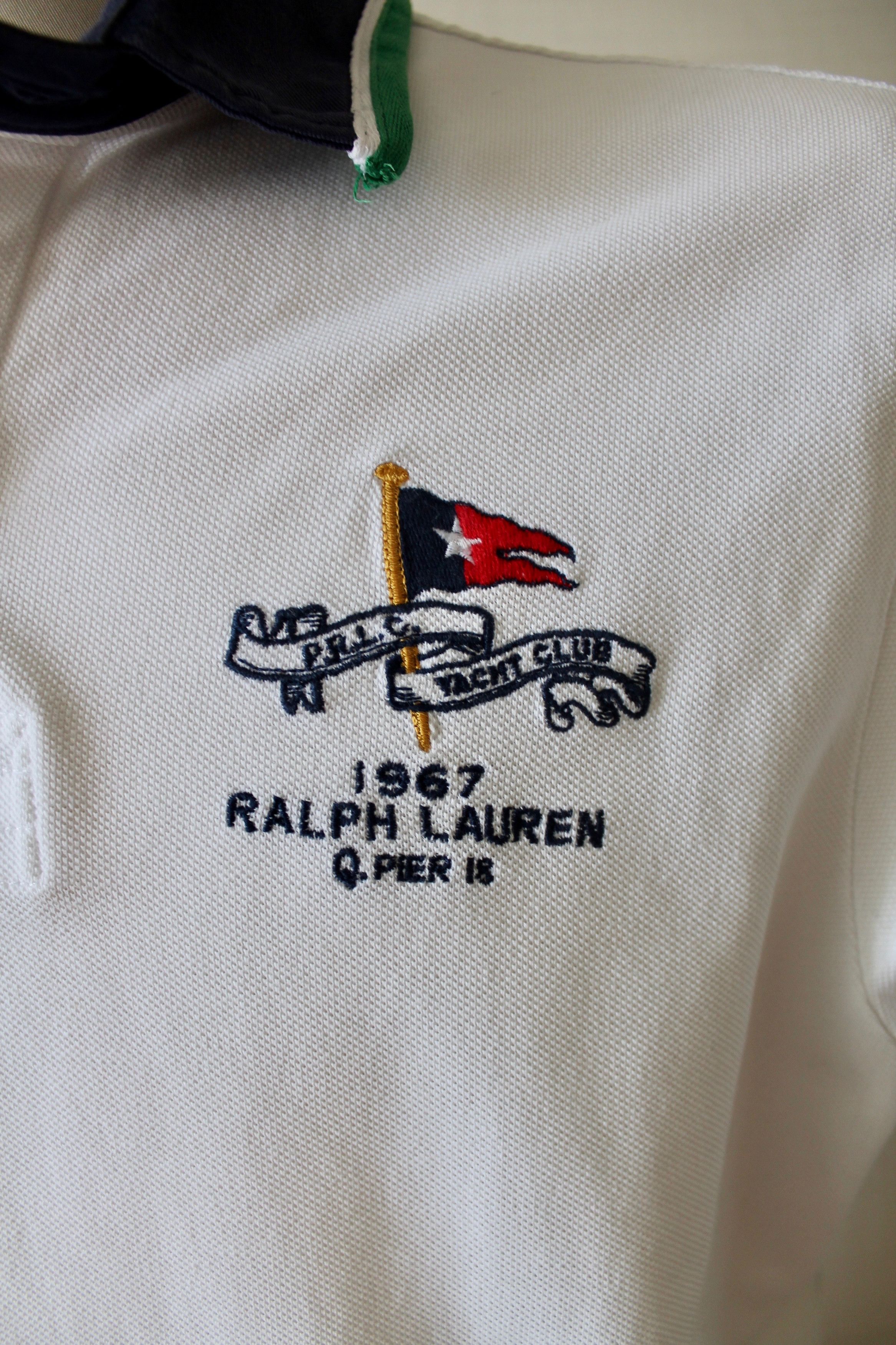 Polo Ralph Lauren × Ralph Lauren × Vintage Polo Ralph Lauren Yacht CLub 1967 Q. Pier 18 Flag Shirt Size US L / EU 52-54 / 3 - 10 Thumbnail