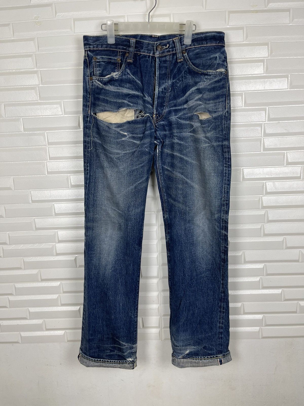 Sugar Cane × Vintage ❌SUMMER SALE❌Vtg Distressed Jeans SUGAR CANE Lot901 Selvedge Size US 32 / EU 48 - 4 Thumbnail