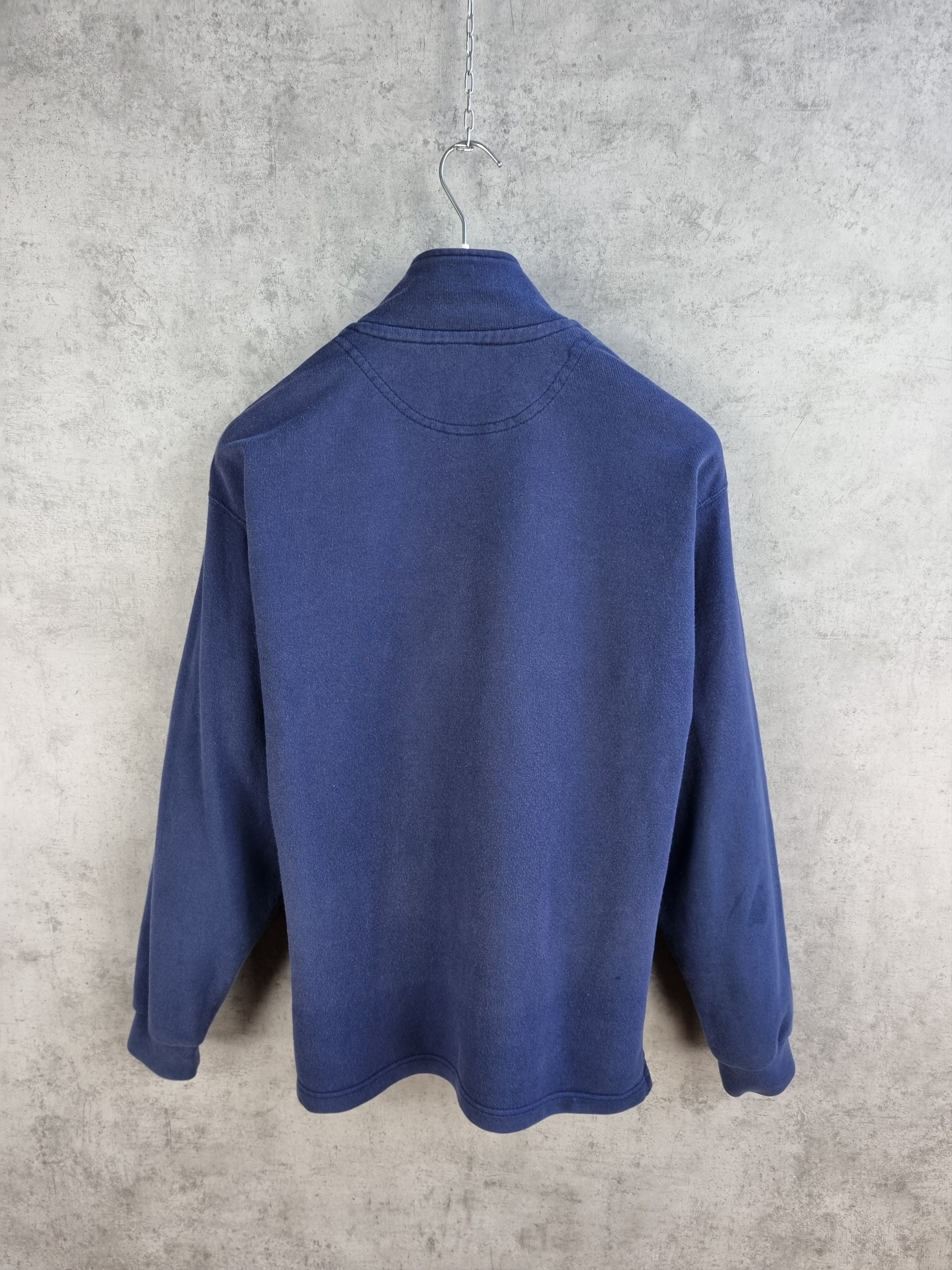 Nike × Vintage 90s Vintage NIKE Thrashed Half Zip Faded Navy Sweatshirt Size US S / EU 44-46 / 1 - 4 Thumbnail