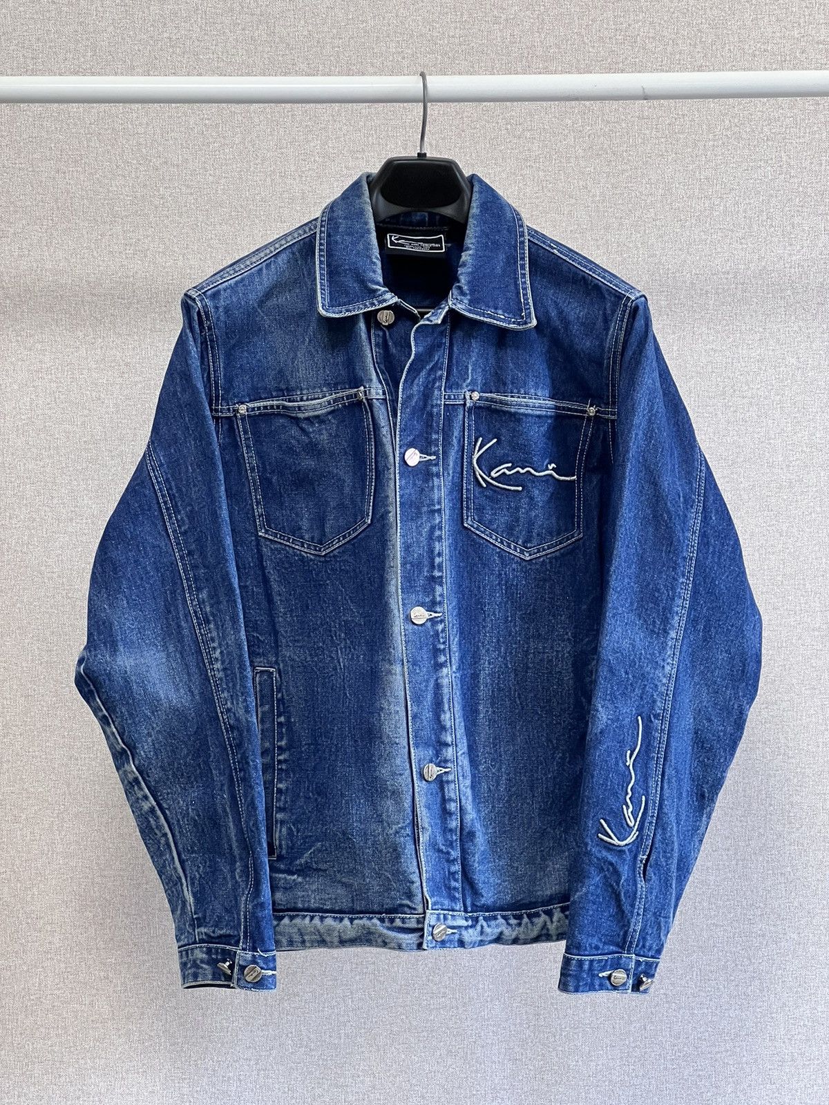 Karl Kani Vintage Karl Kani triple logo blue denim washed jacket Size US S / EU 44-46 / 1 - 1 Thumbnail