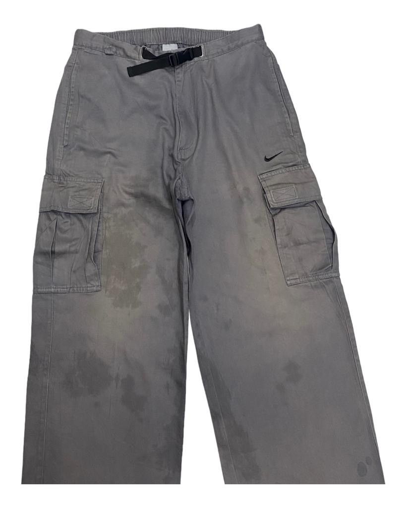 Nike THRASH🔥NIKE GREY CARGO PANTS DISTRESSED OIL STAINS Size US 30 / EU 46 - 3 Thumbnail