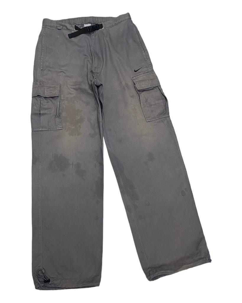 Nike THRASH🔥NIKE GREY CARGO PANTS DISTRESSED OIL STAINS Size US 30 / EU 46 - 5 Thumbnail