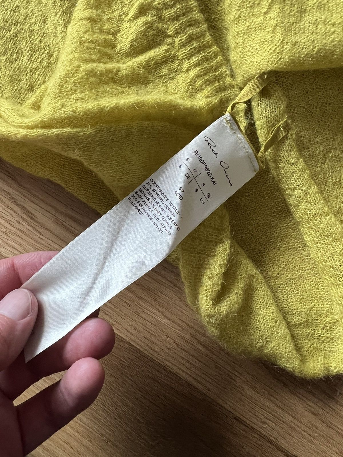 Rick Owens Rick Owens Performa Acid Yellow Sz S mohair alpaca knit Size US S / EU 44-46 / 1 - 5 Thumbnail