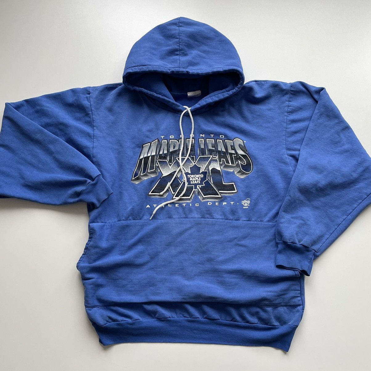 Image of 90's Toronto Maple Leafs Nhl Graphic Hoodie in Blue, Men's (Size XL)