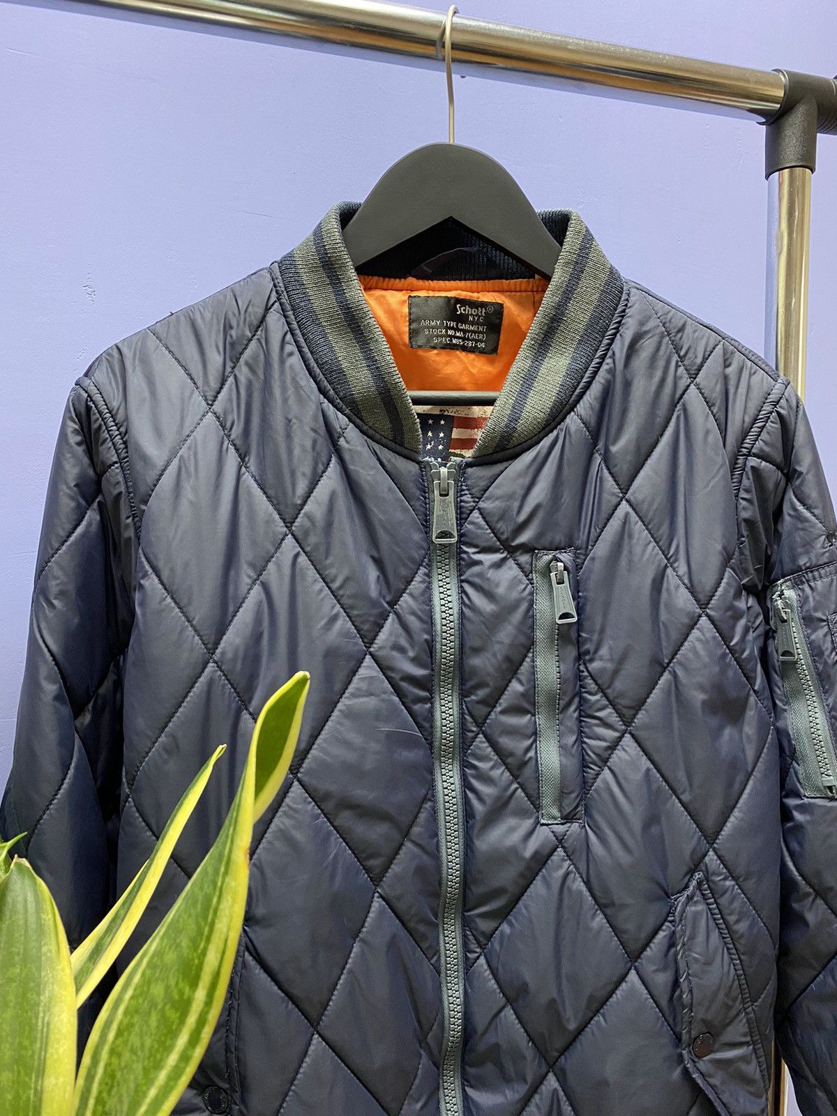 Other Schott NYC Army Type Garment Quilt Jacket Size US XL / EU 56 / 4 - 7 Thumbnail