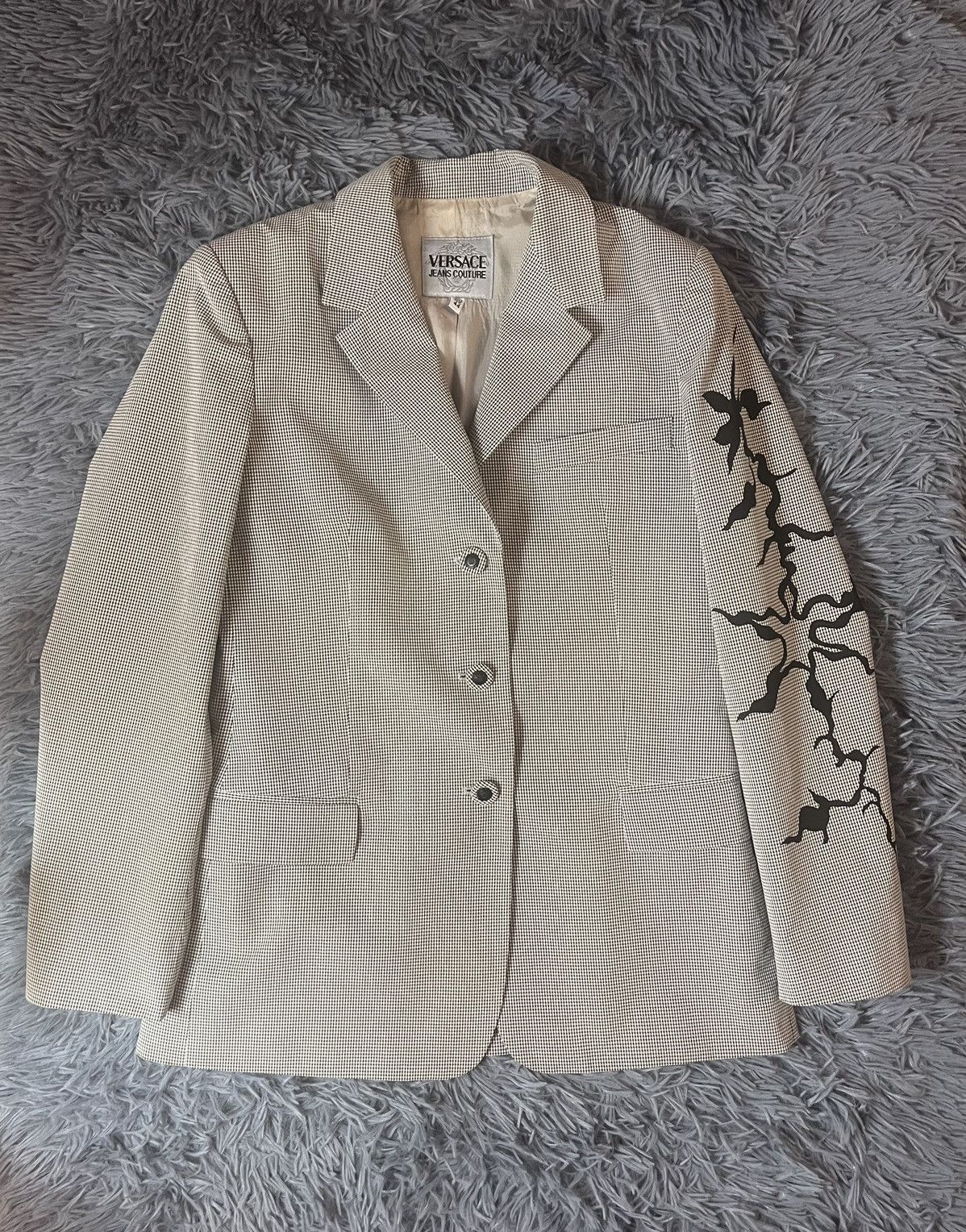 Versace × Versace Jeans Couture × Vintage Versace 90s vintage archive check blazer medusa buttons Size L / US 10 / IT 46 - 2 Thumbnail