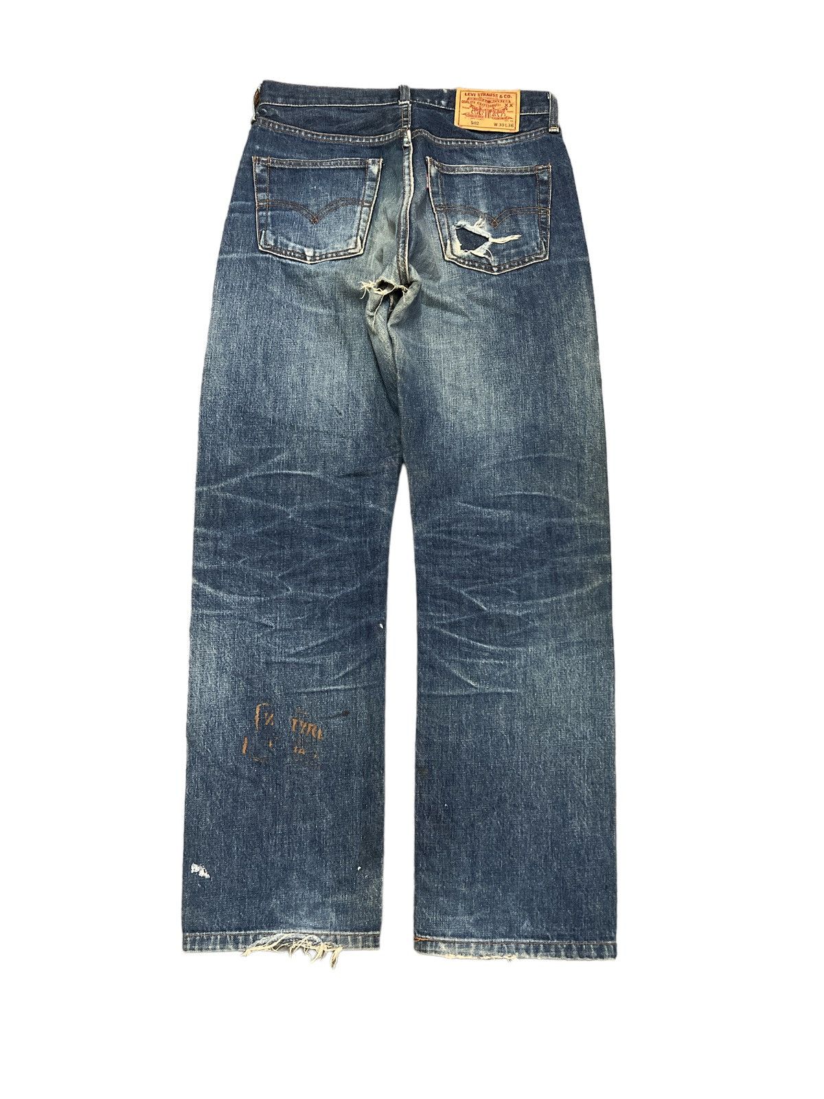 Japanese Brand × Levi's Vintage Clothing THRASHED LEVIS 502 CAPITAL E SALVAGE DISTRESSED DENIM PANT Size US 29 - 7 Thumbnail