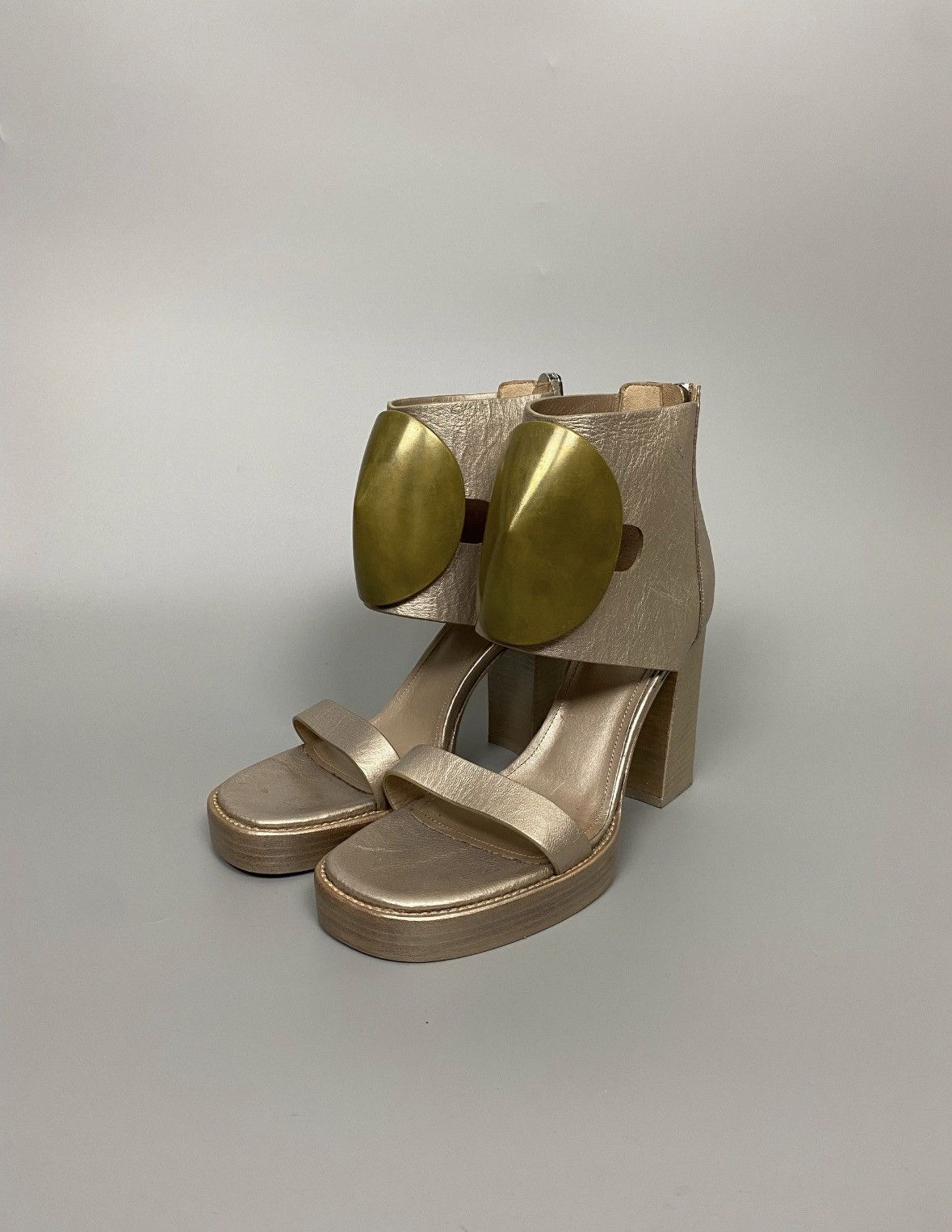 Rick Owens SS13 ‘ISLAND’ Gold Embellished Heeled Sandals Size US 11 / IT 41 - 1 Thumbnail