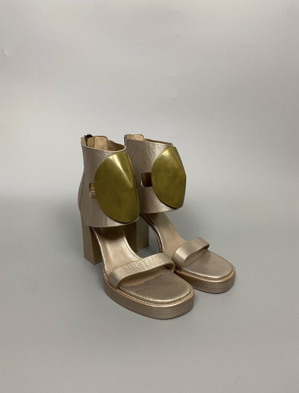 Rick Owens SS13 ‘ISLAND’ Gold Embellished Heeled Sandals Size US 11 / IT 41 - 2 Thumbnail
