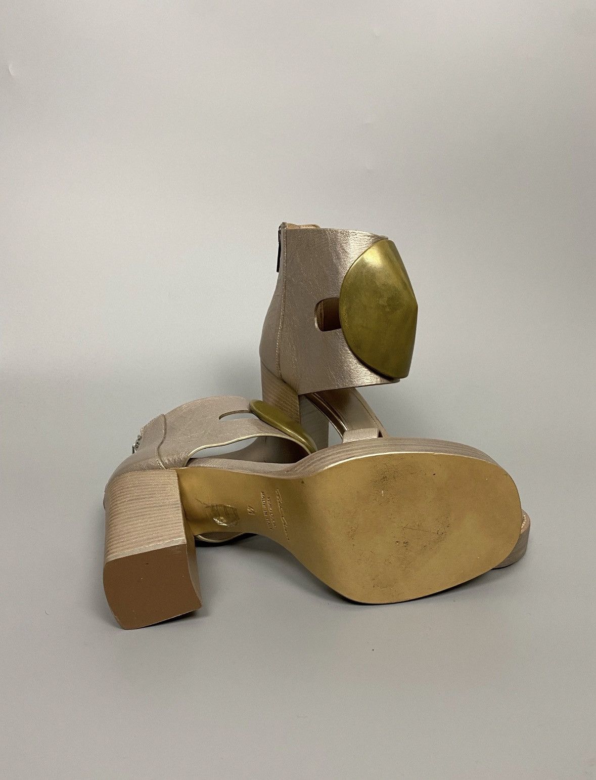 Rick Owens SS13 ‘ISLAND’ Gold Embellished Heeled Sandals Size US 11 / IT 41 - 6 Thumbnail