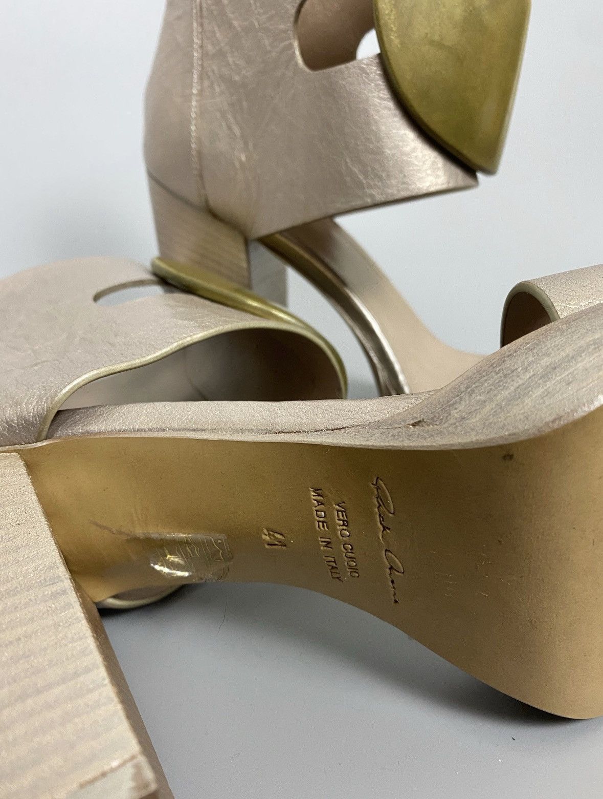 Rick Owens SS13 ‘ISLAND’ Gold Embellished Heeled Sandals Size US 11 / IT 41 - 4 Thumbnail