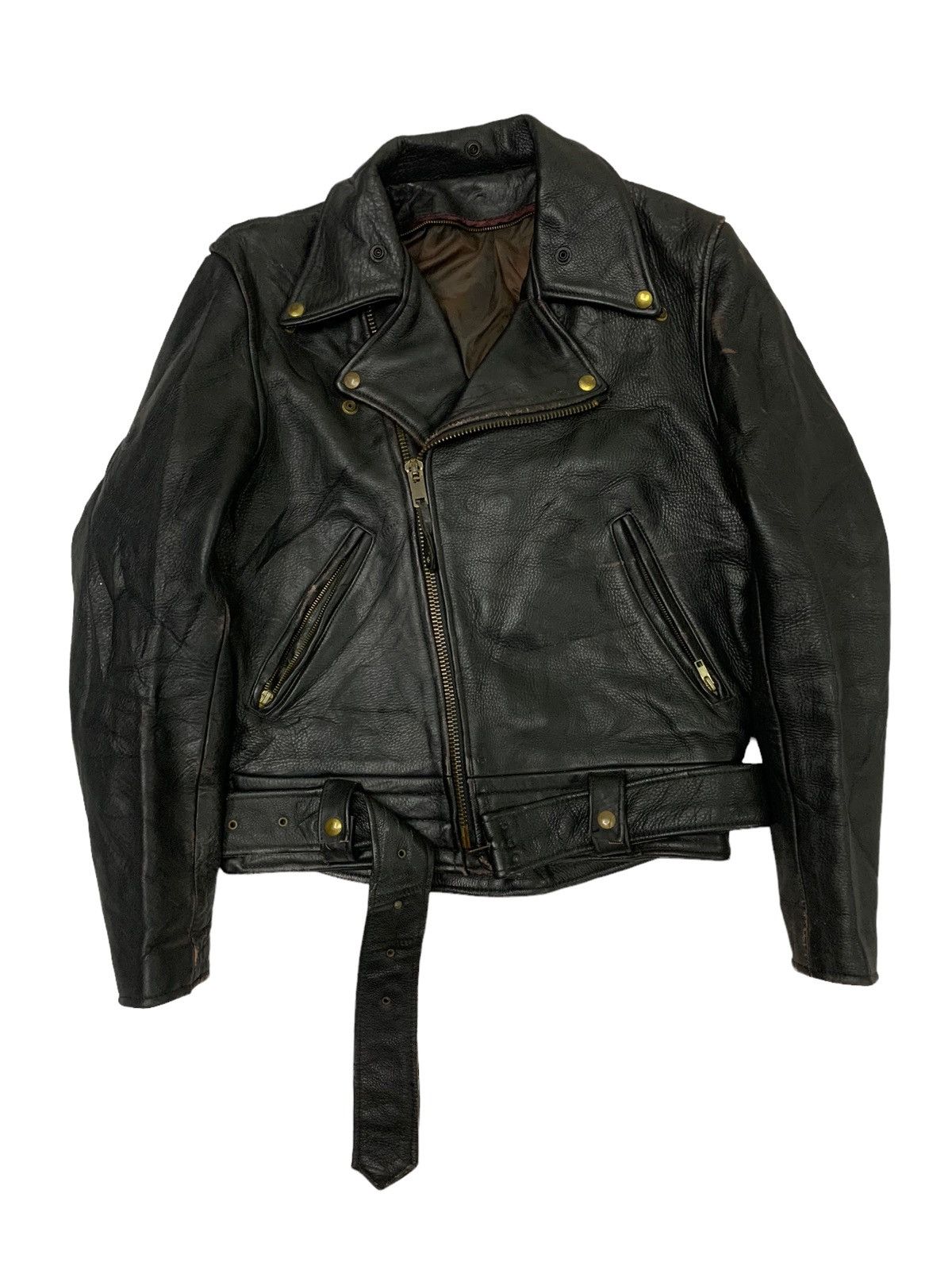 Genuine Leather 🔥RARE VTG BIKERS LEATHER JACKETS DOUBLE COLLAR Size US M / EU 48-50 / 2 - 1 Thumbnail