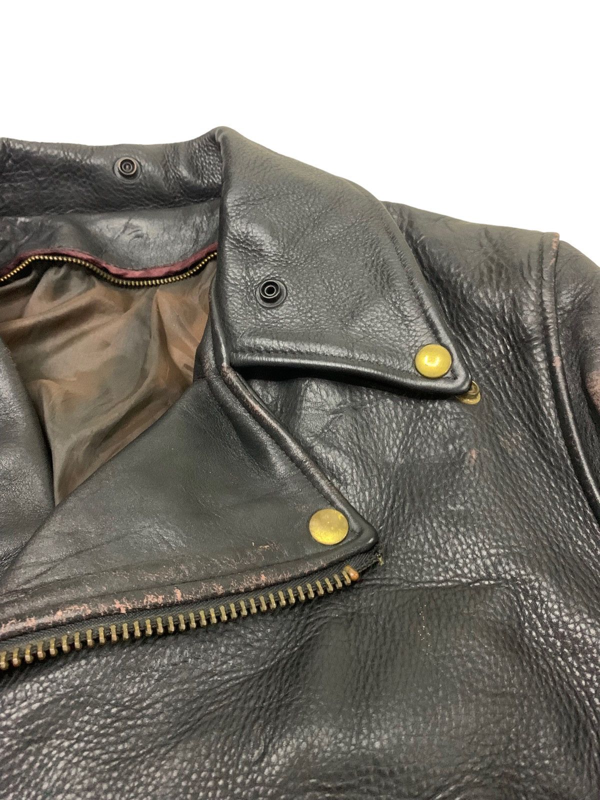Genuine Leather 🔥RARE VTG BIKERS LEATHER JACKETS DOUBLE COLLAR Size US M / EU 48-50 / 2 - 5 Thumbnail