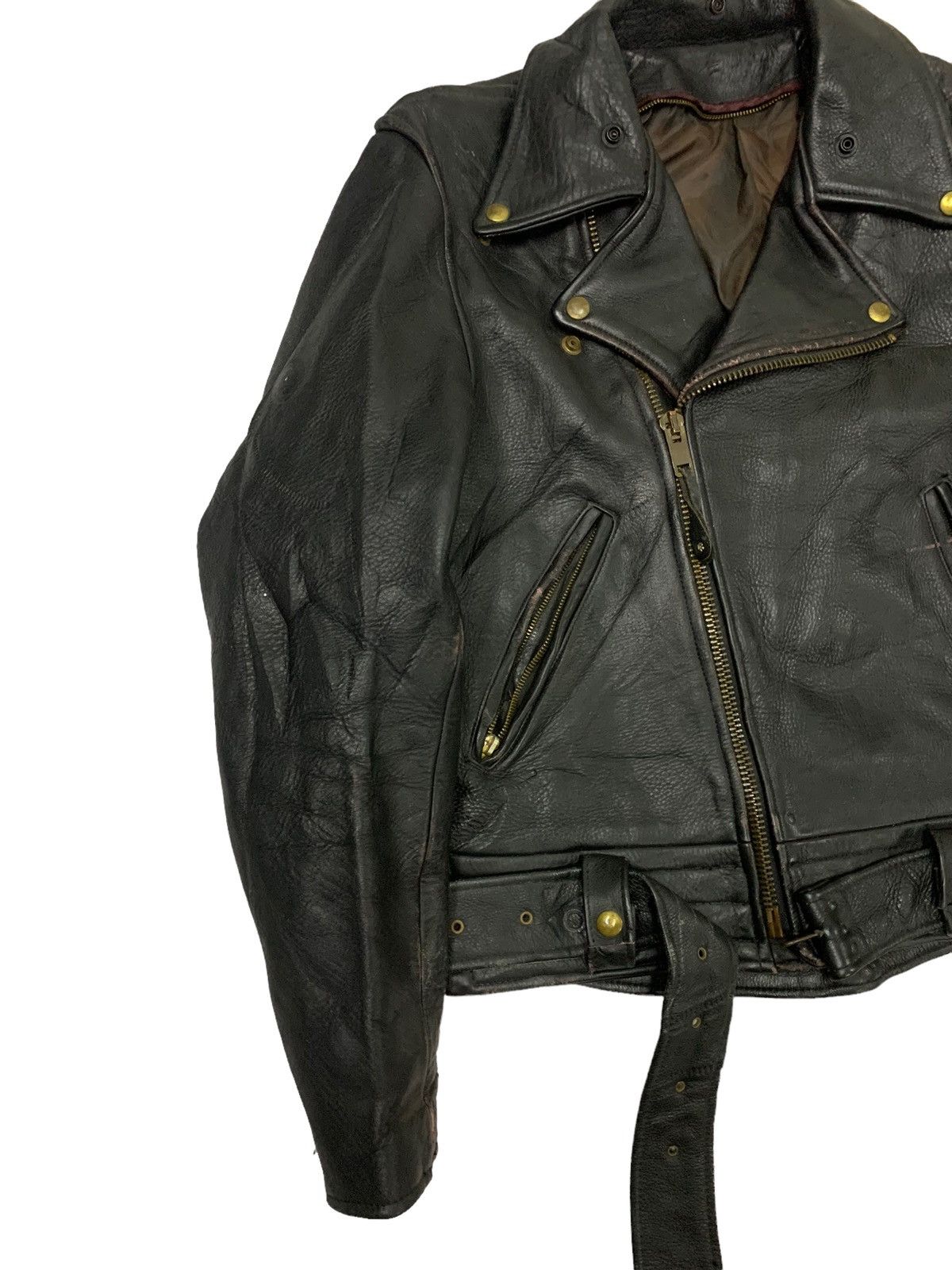 Genuine Leather 🔥RARE VTG BIKERS LEATHER JACKETS DOUBLE COLLAR Size US M / EU 48-50 / 2 - 2 Thumbnail