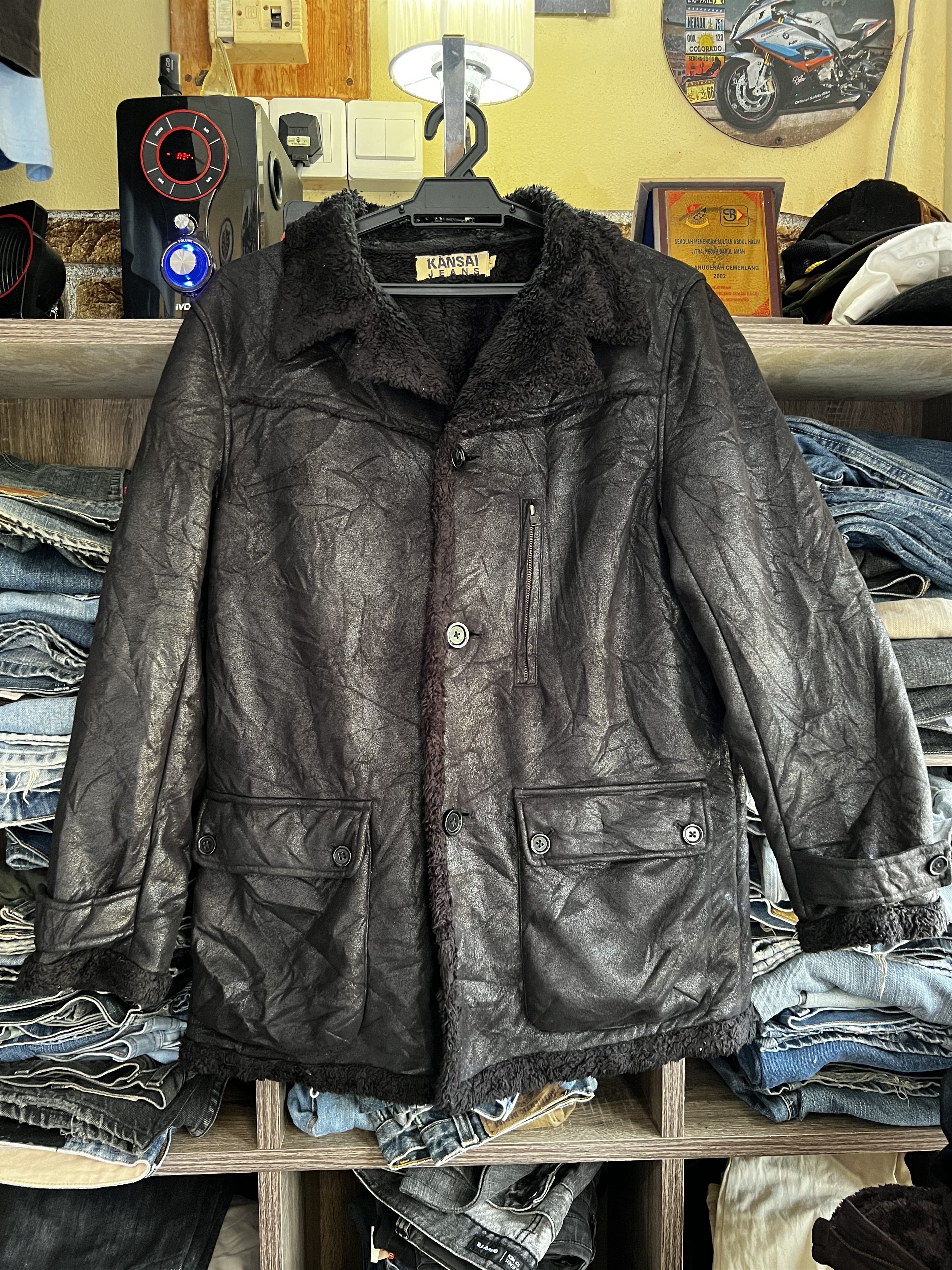 Kansai Yamamoto 🔥Black Kansai Jeans Shearling Leather Jackets Size US M / EU 48-50 / 2 - 1 Thumbnail