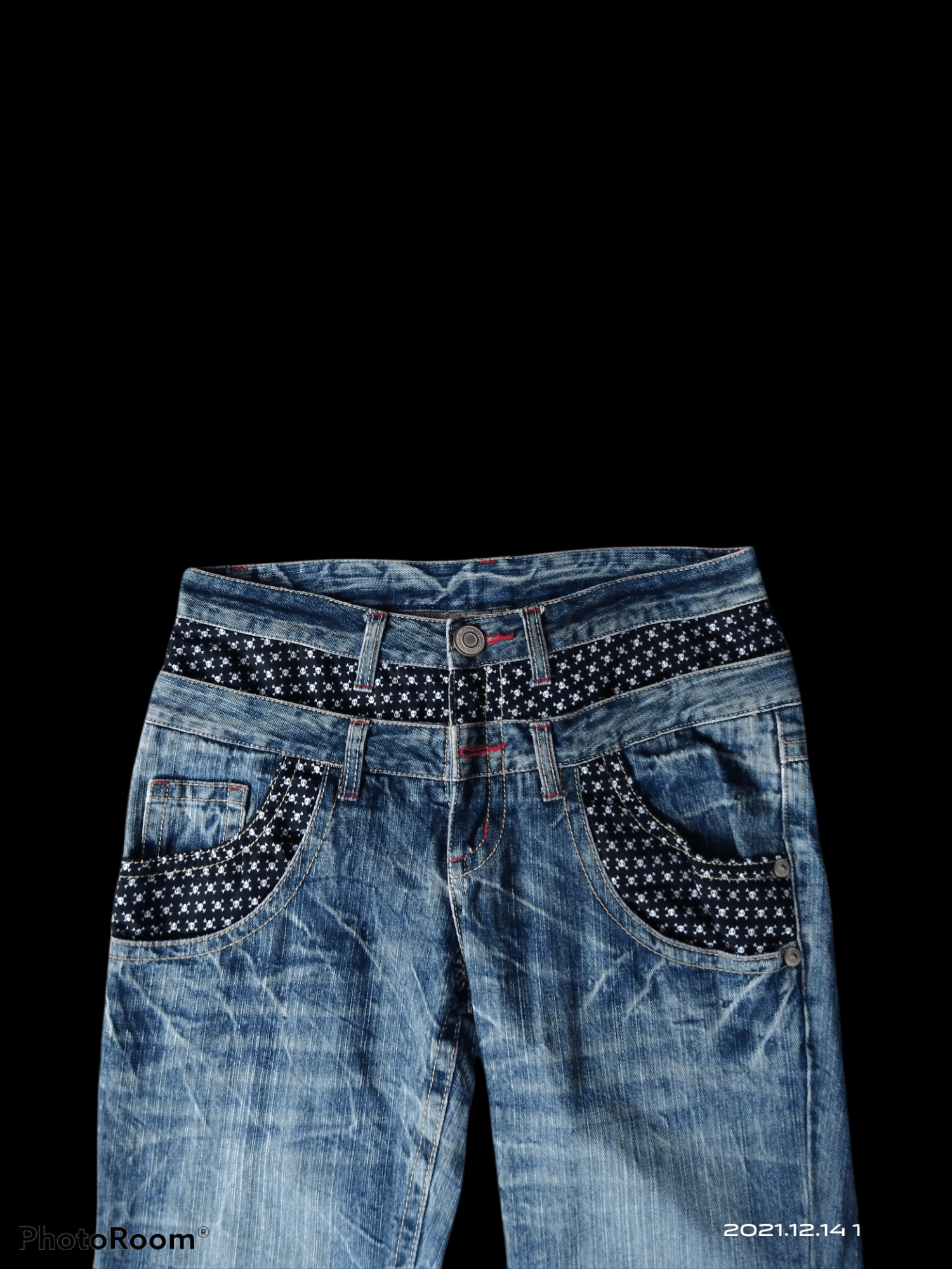 If Six Was Nine JAPANESE BRAND DOUBLE WAIST SKULL CROSSBONE DEBIM PANTS Size US 30 / EU 46 - 2 Thumbnail