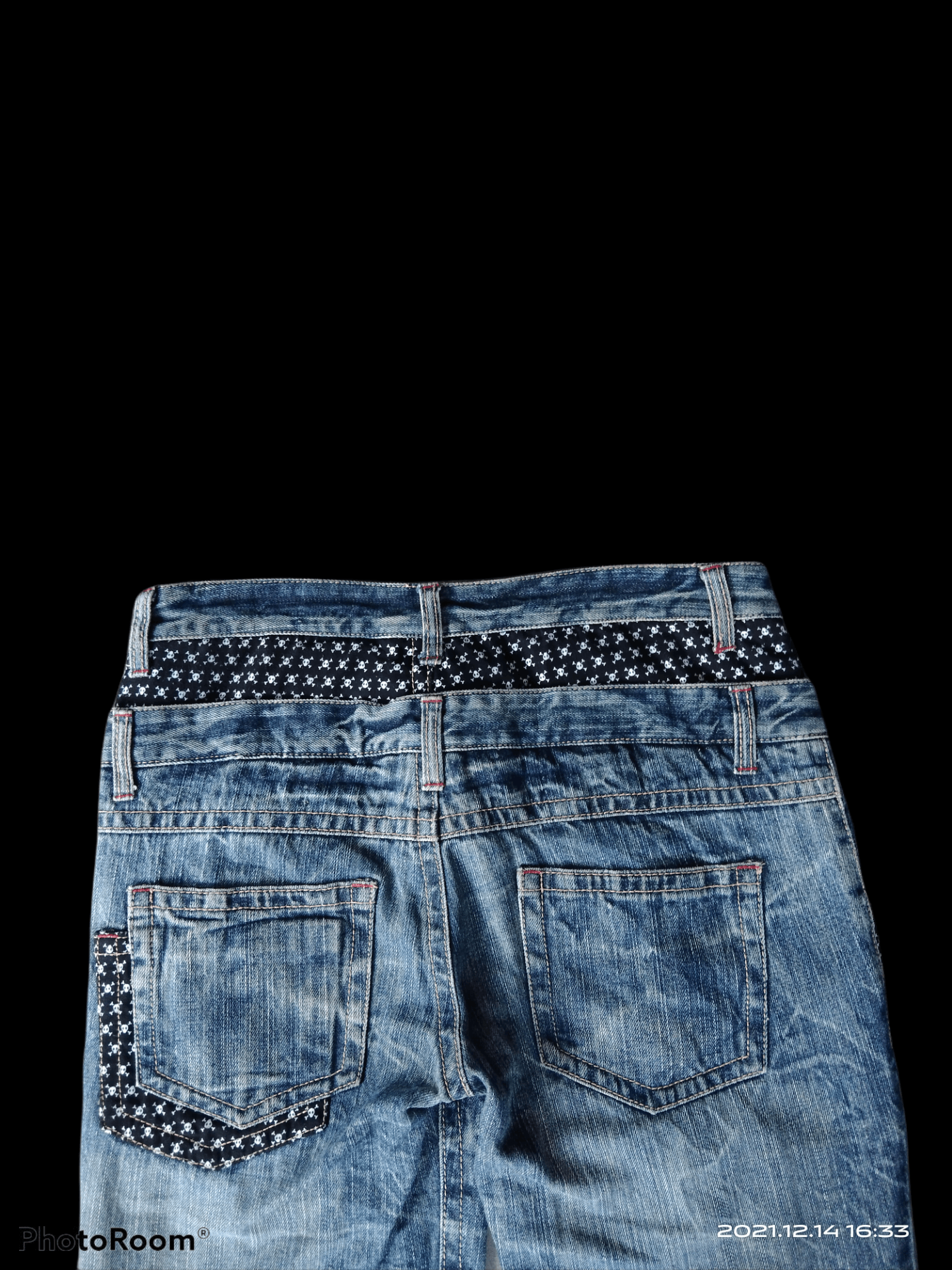 If Six Was Nine JAPANESE BRAND DOUBLE WAIST SKULL CROSSBONE DEBIM PANTS Size US 30 / EU 46 - 4 Thumbnail