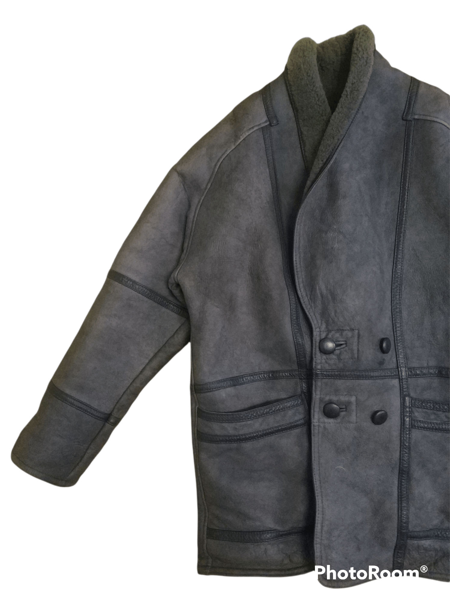 Japanese Brand 🔥Faded Grey ProTest Sherpa Synthetic Leather Jacket Size US M / EU 48-50 / 2 - 4 Thumbnail
