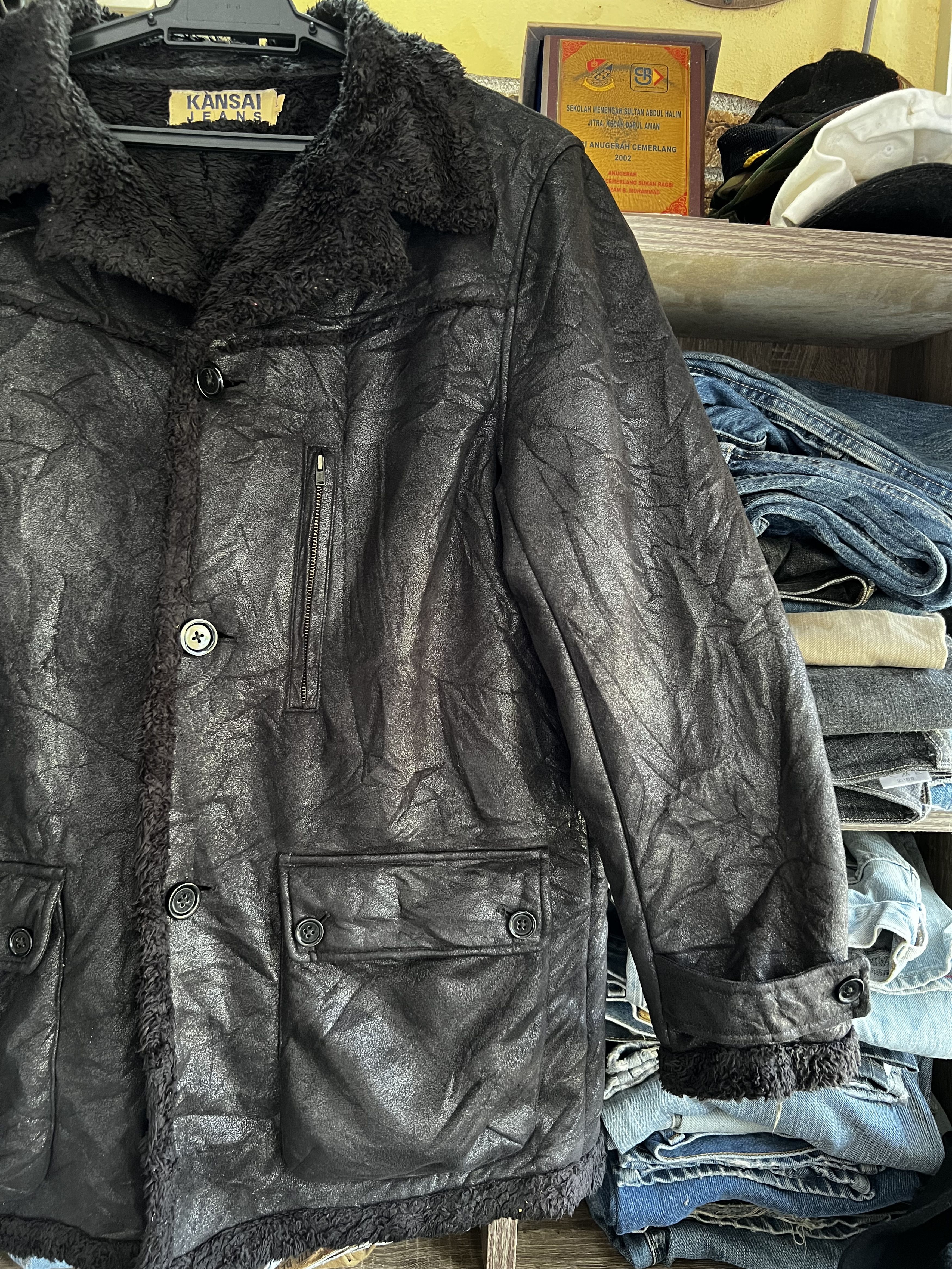 Kansai Yamamoto 🔥Black Kansai Jeans Shearling Leather Jackets Size US M / EU 48-50 / 2 - 3 Thumbnail