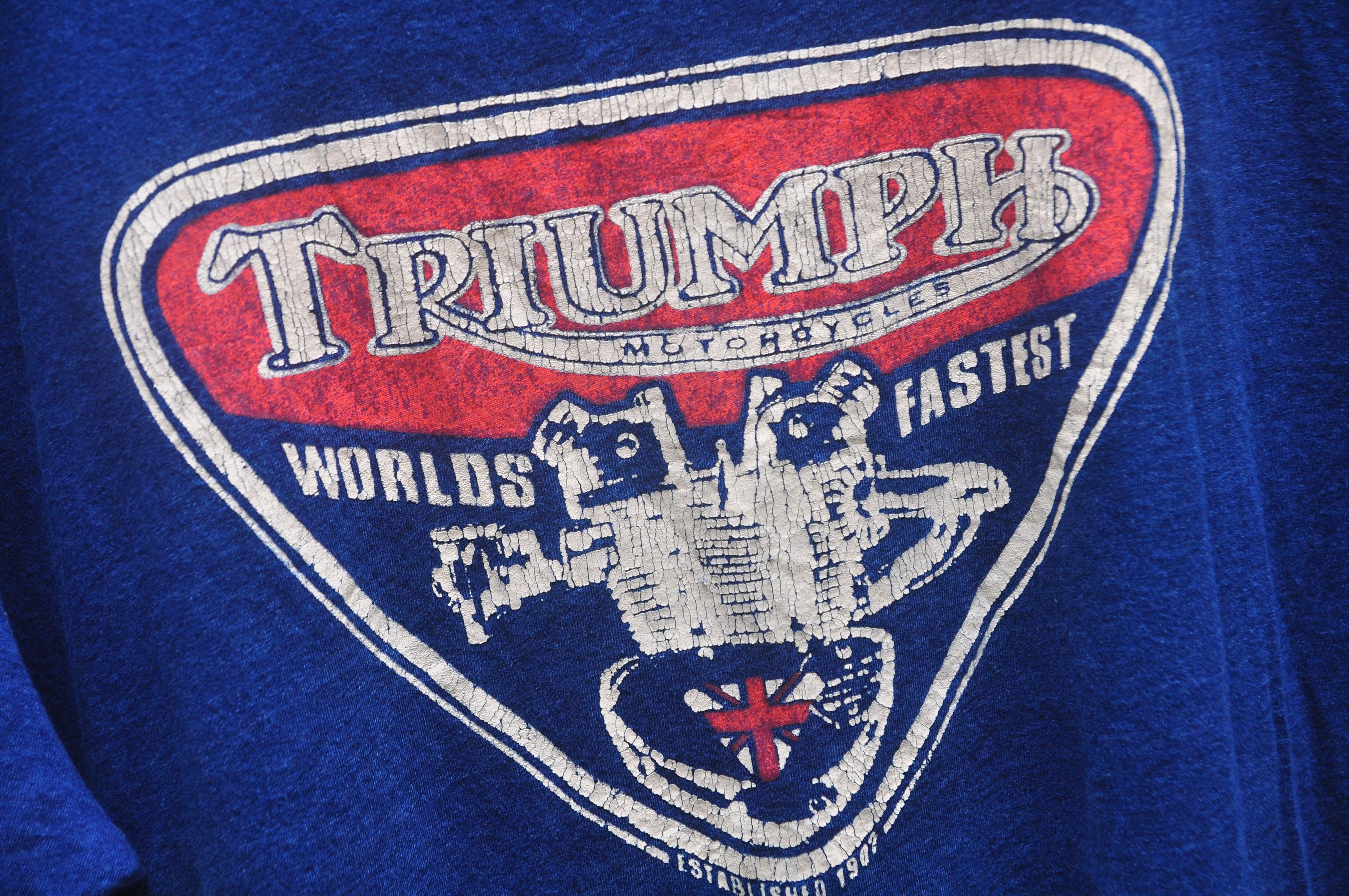 Japanese Brand × Vintage Vinatge Triumph World Faster Engine Big Logo Shirt Size US XL / EU 56 / 4 - 4 Thumbnail