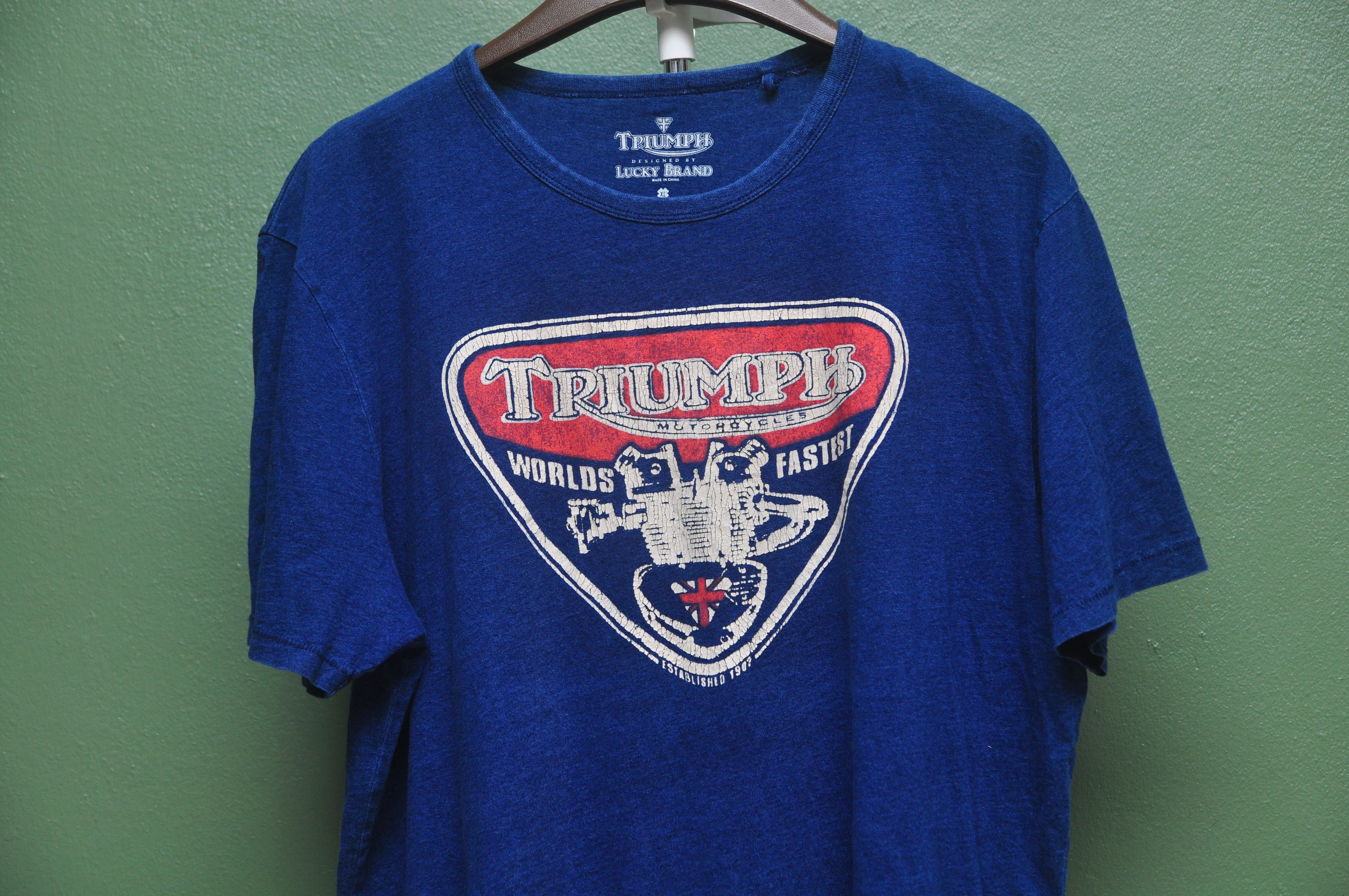 Japanese Brand × Vintage Vinatge Triumph World Faster Engine Big Logo Shirt Size US XL / EU 56 / 4 - 3 Thumbnail