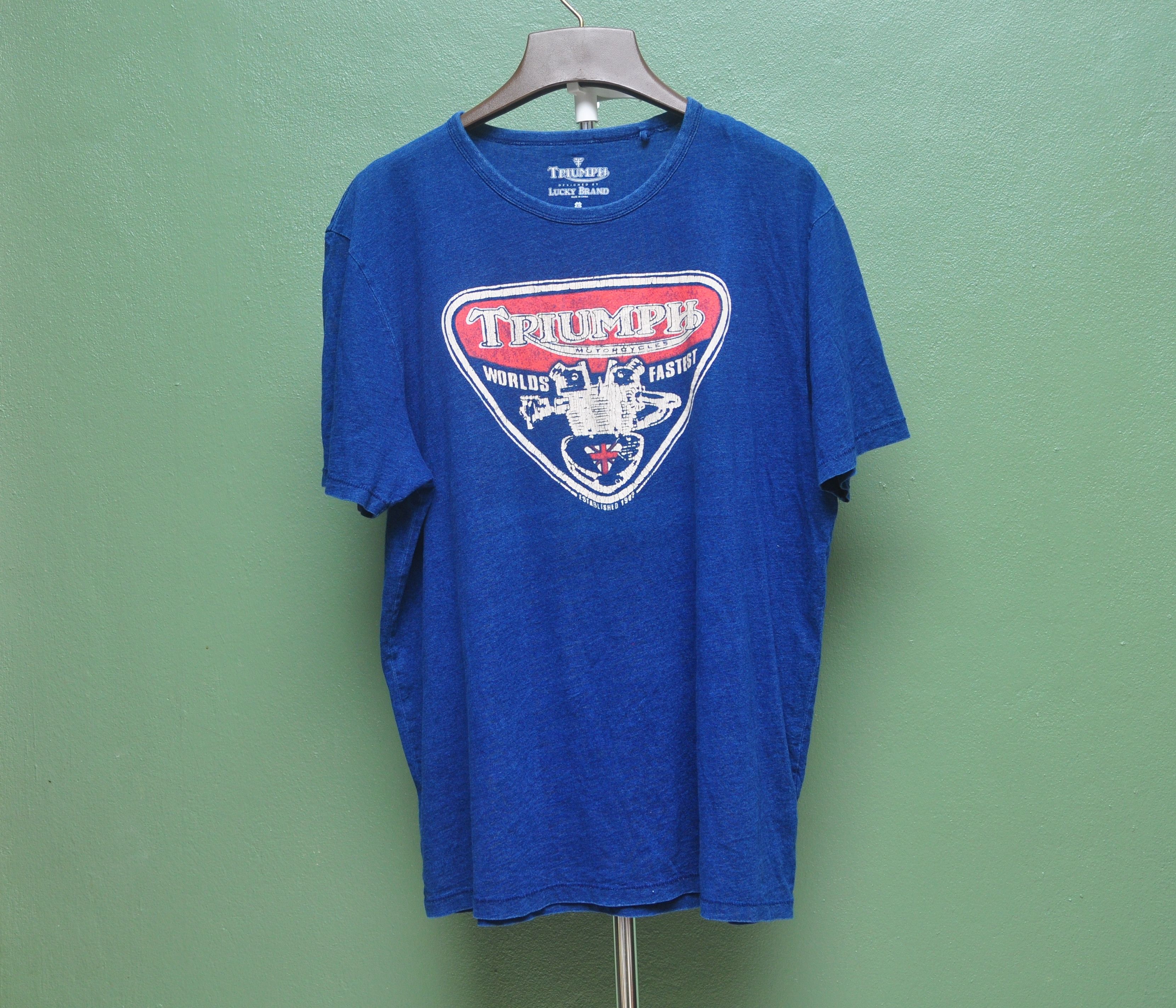 Japanese Brand × Vintage Vinatge Triumph World Faster Engine Big Logo Shirt Size US XL / EU 56 / 4 - 1 Thumbnail