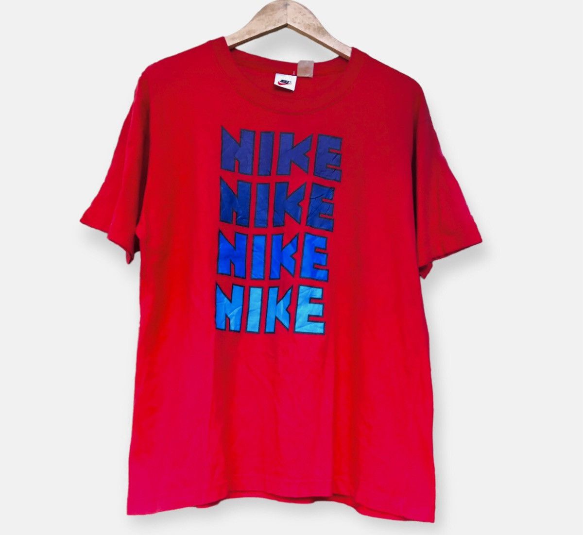 Image of Vintage 90's Nike Block Big Logo in Red, Men's (Size Large)