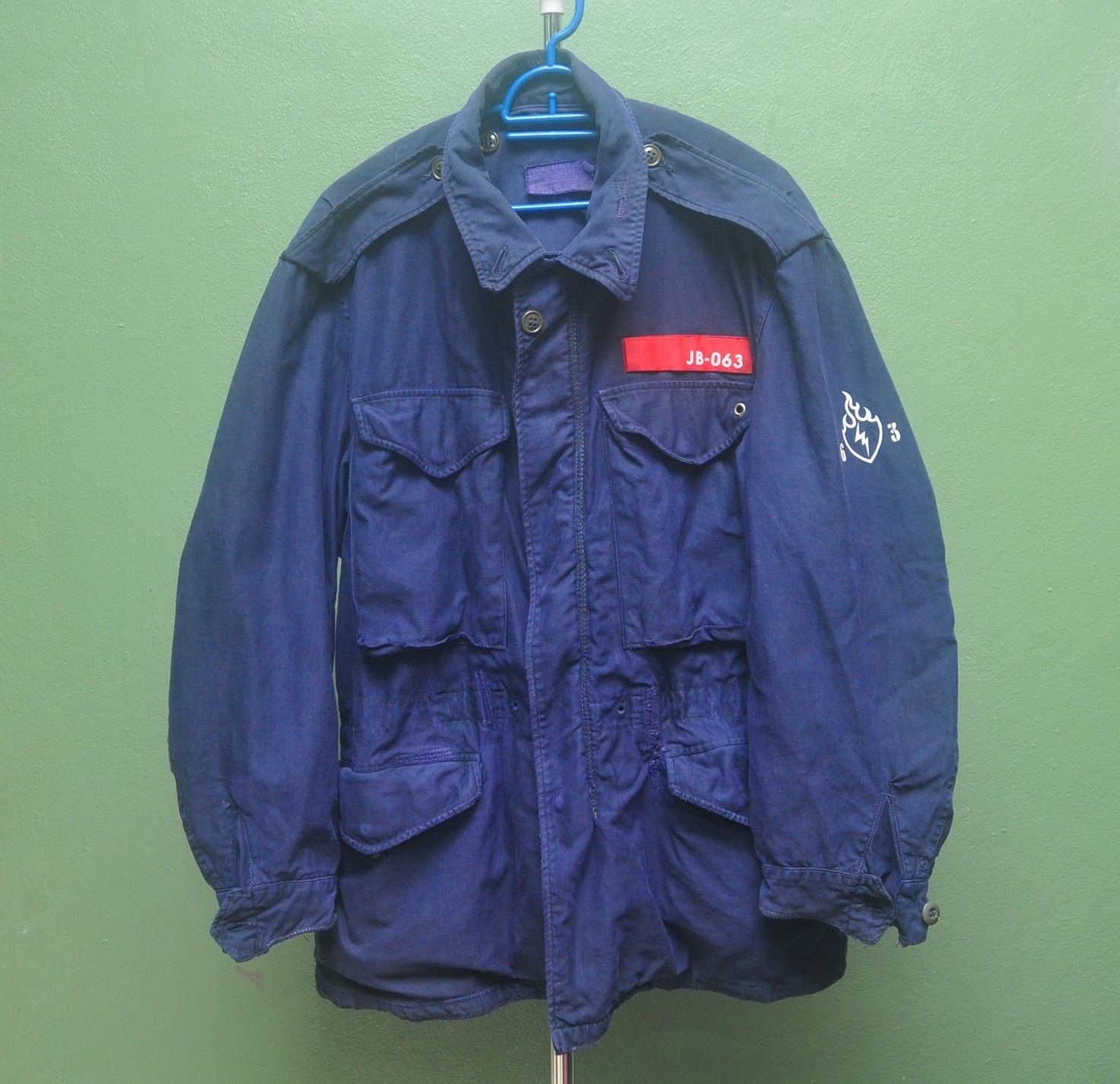 Japanese Brand × Vintage Vintage Army Military Blue Navy Designer Fashion Jacket Size US L / EU 52-54 / 3 - 1 Thumbnail