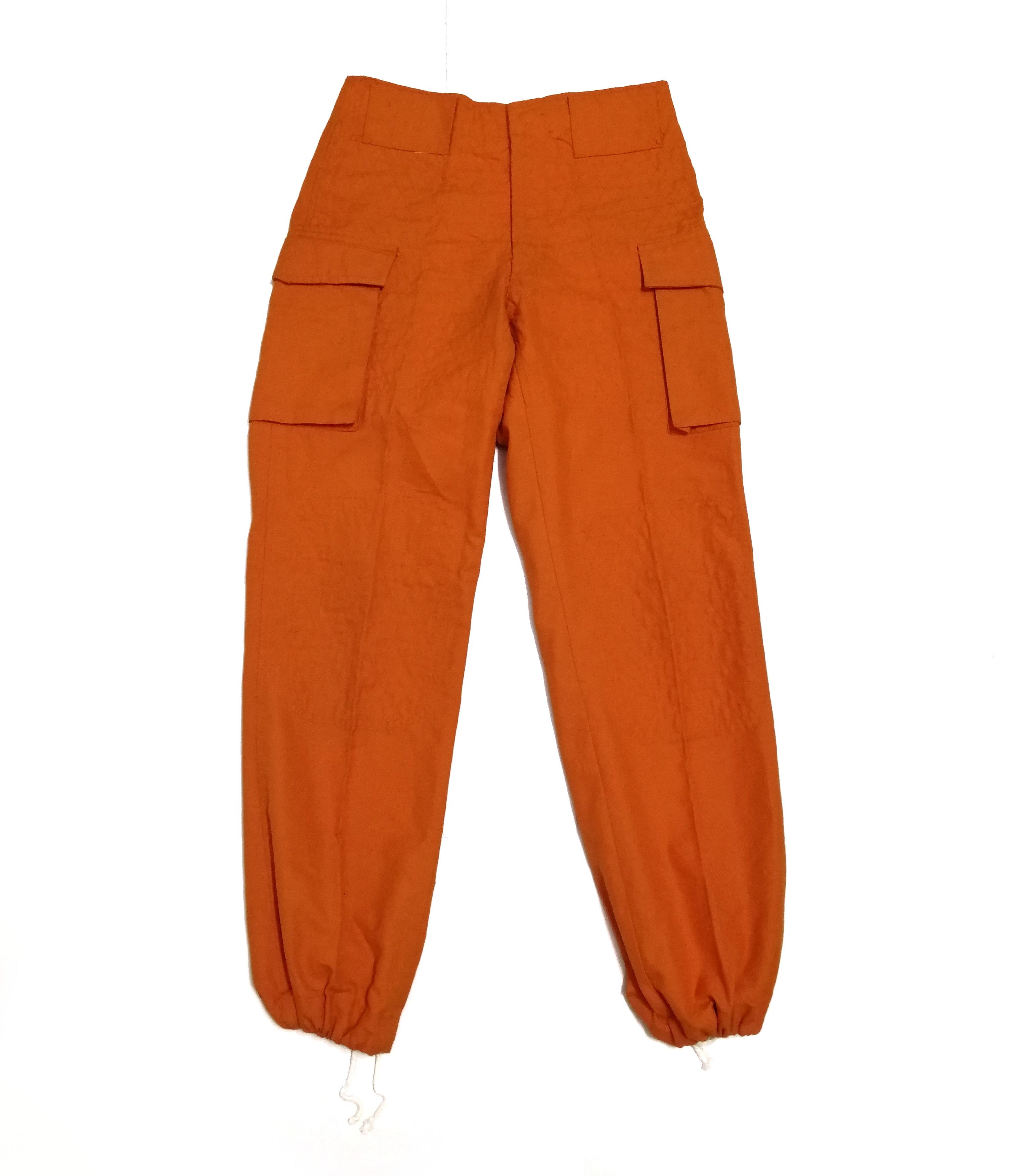 Vintage 90s workers cargo pants hem strings orange colour