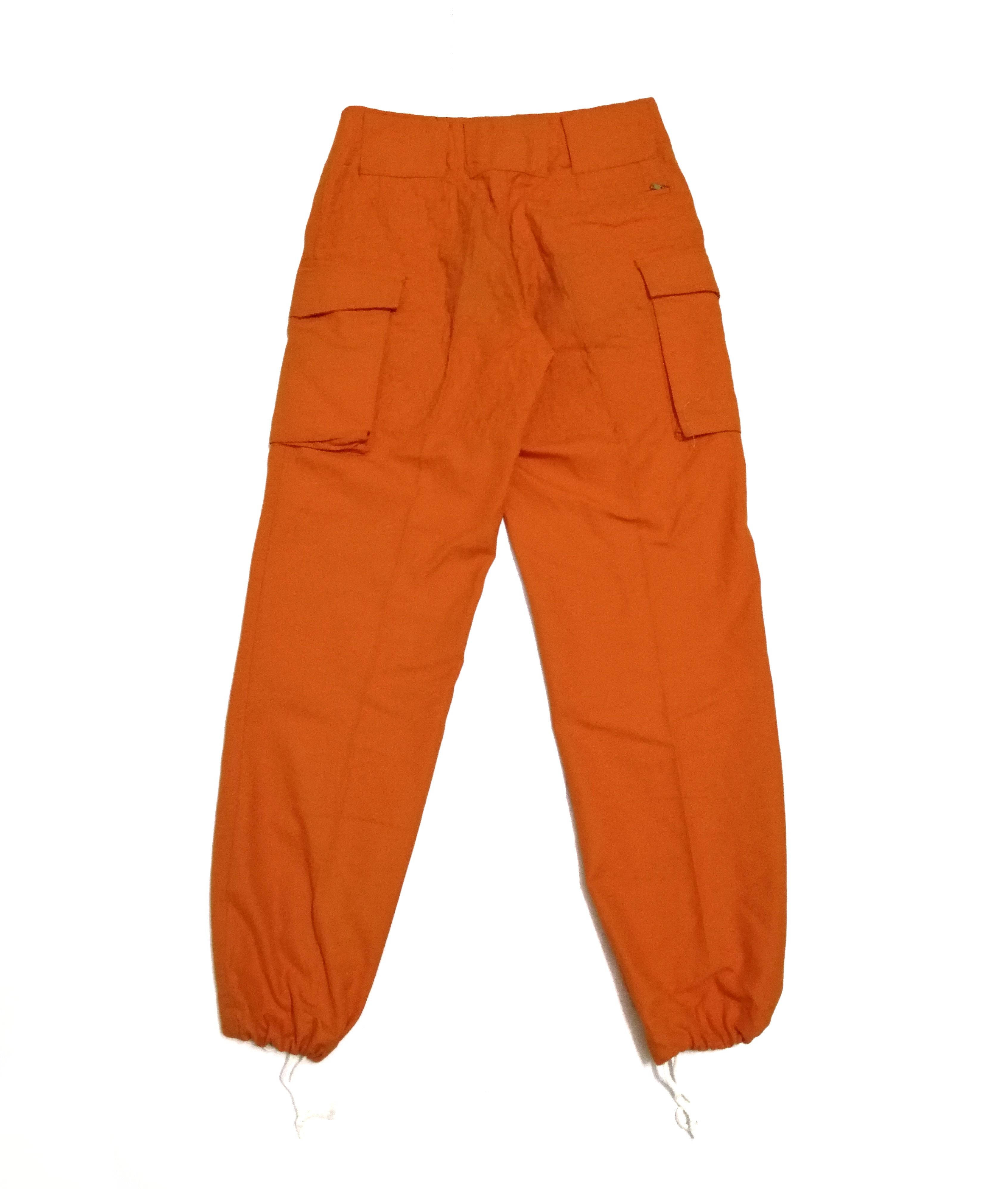 Japanese Brand Vintage 90s workers cargo pants hem strings orange colour Size US 29 - 2 Thumbnail