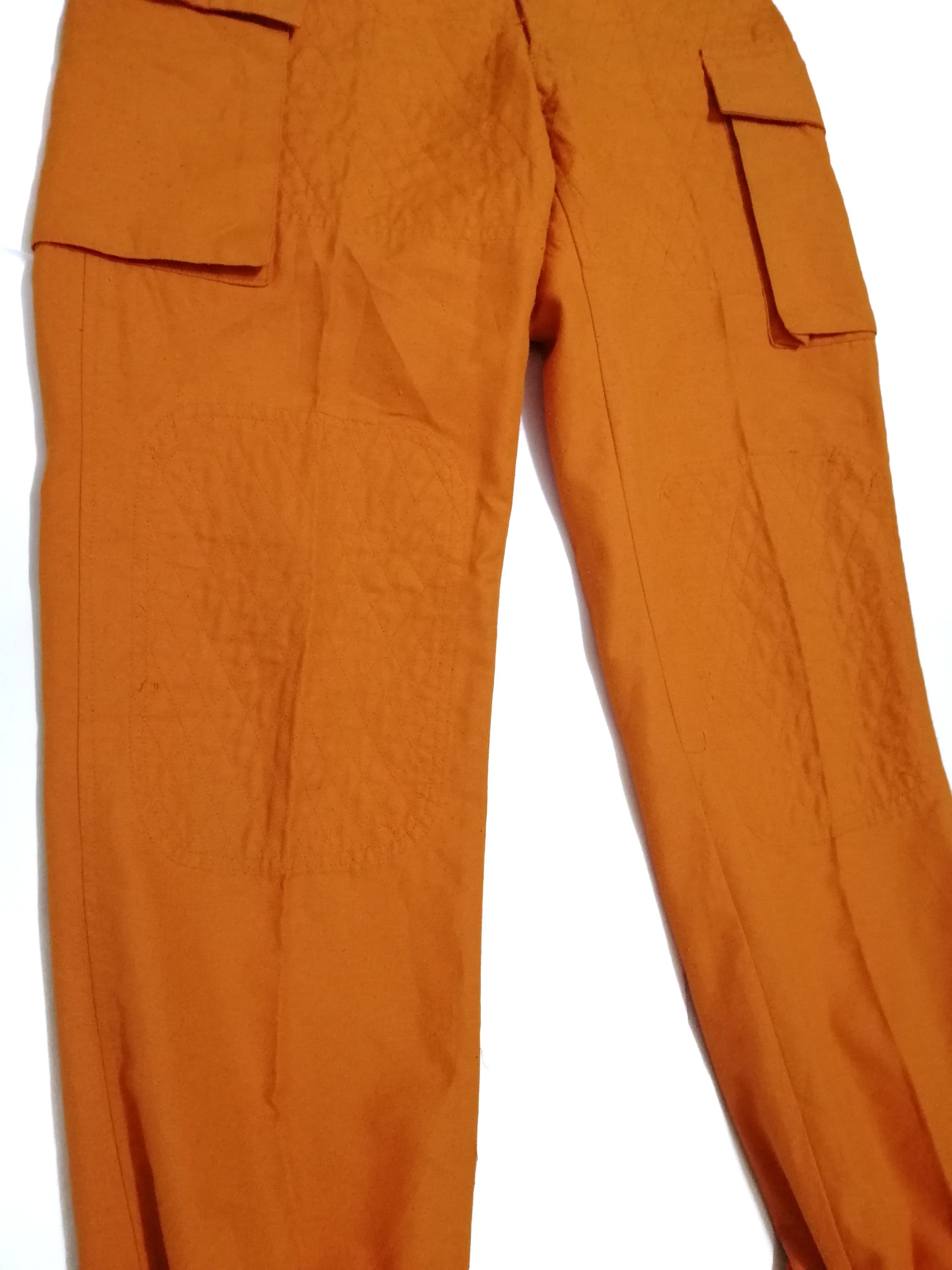 Japanese Brand Vintage 90s workers cargo pants hem strings orange colour Size US 29 - 5 Thumbnail