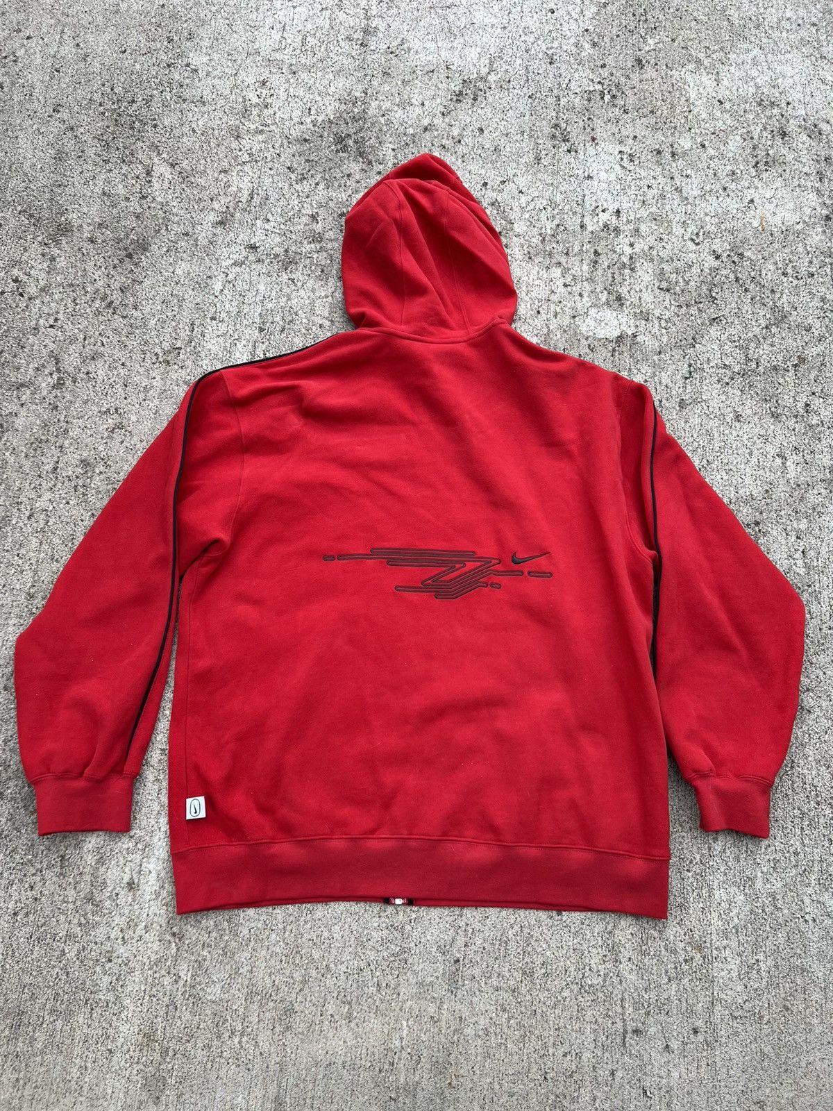 Nike × Vintage Vintage Y2K Nike Red Embroidered Soft Zip Hoodie Size US XXL / EU 58 / 5 - 5 Thumbnail