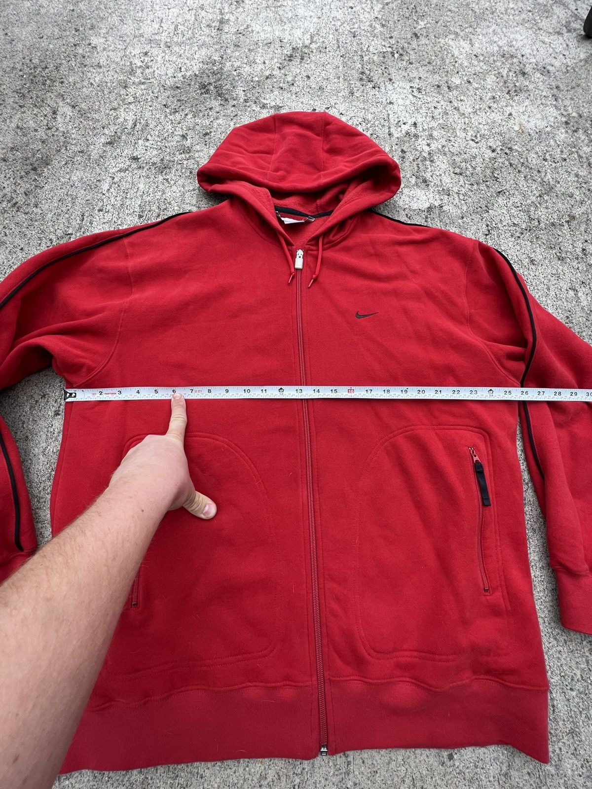Nike × Vintage Vintage Y2K Nike Red Embroidered Soft Zip Hoodie Size US XXL / EU 58 / 5 - 8 Thumbnail