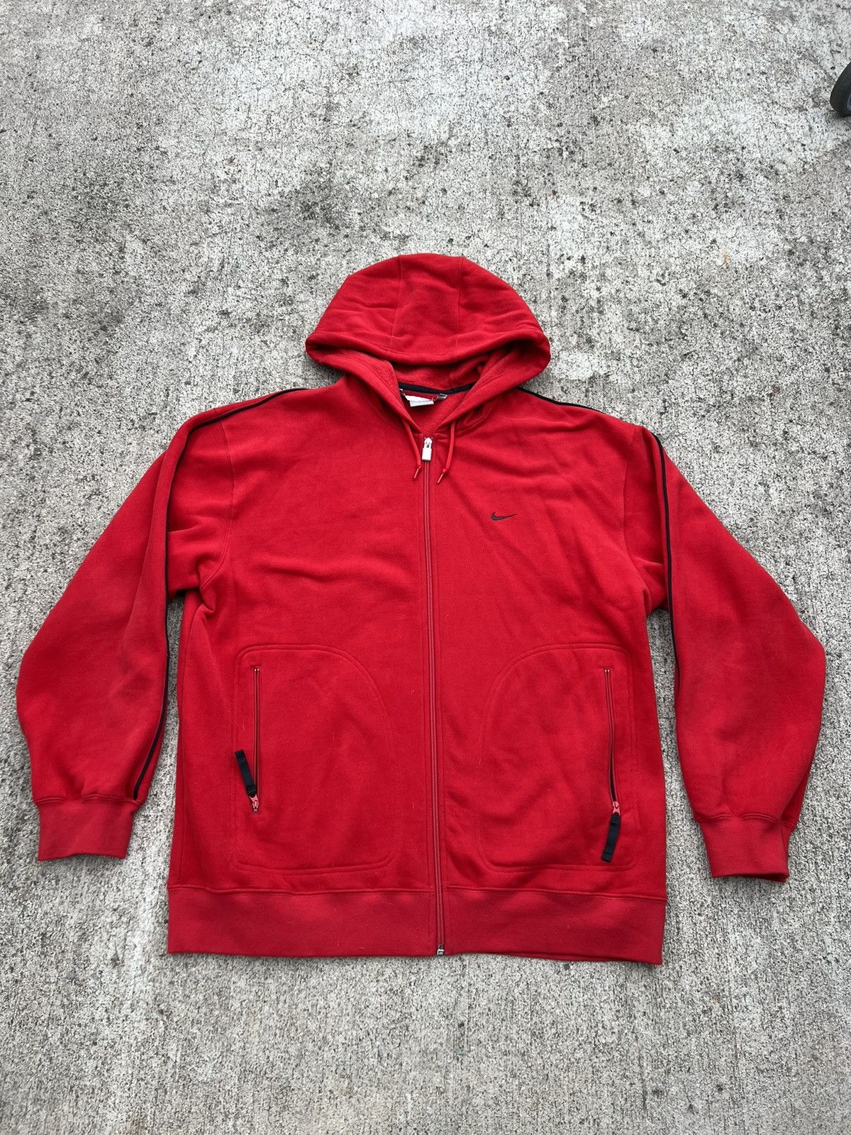 Nike × Vintage Vintage Y2K Nike Red Embroidered Soft Zip Hoodie Size US XXL / EU 58 / 5 - 1 Thumbnail