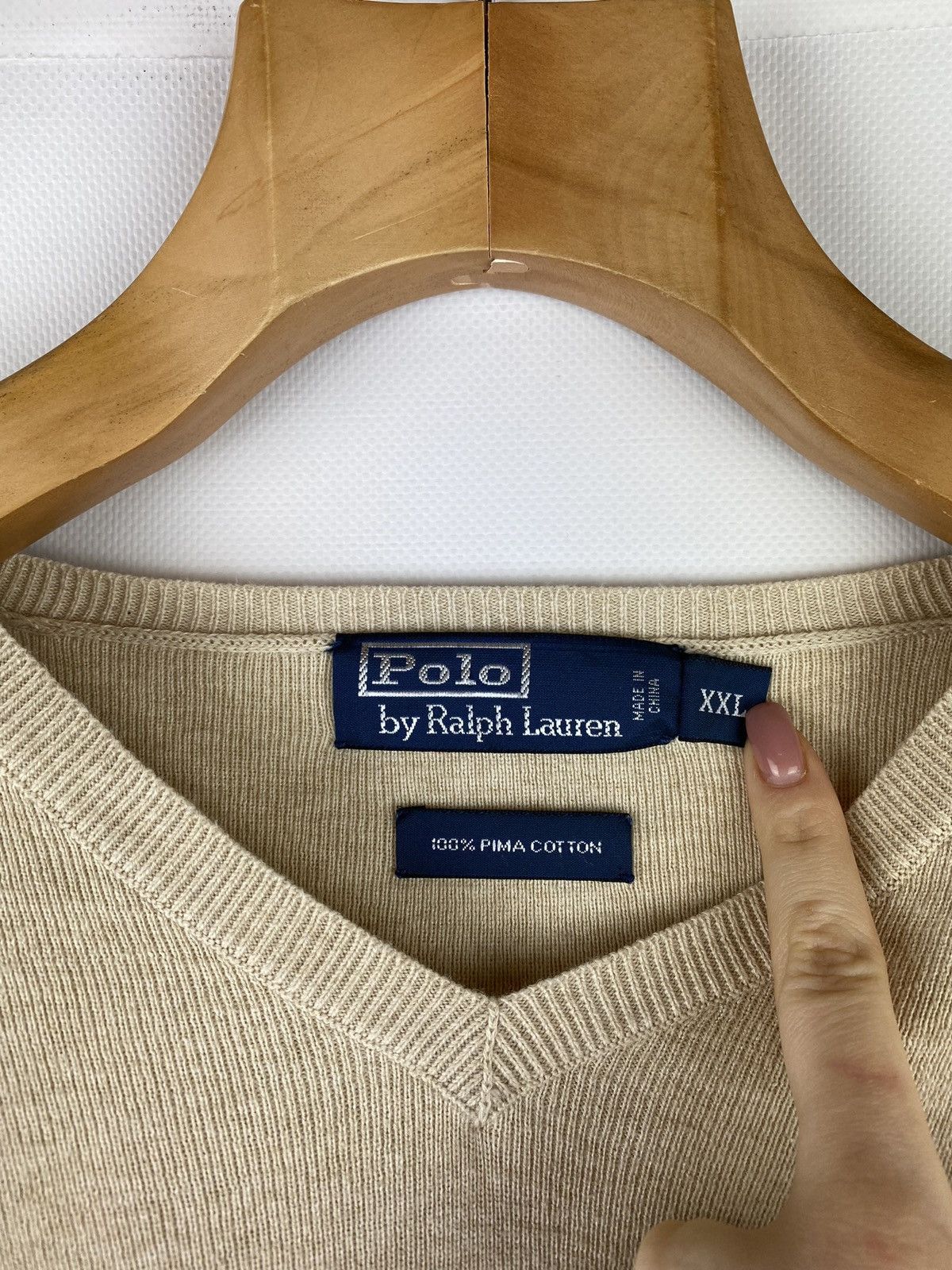 Vintage VTG 90s Polo by Ralph Lauren men’s v-neck sweater pullover Size US XXL / EU 58 / 5 - 11 Thumbnail