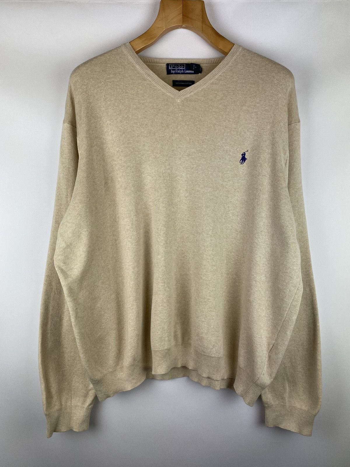 Vintage VTG 90s Polo by Ralph Lauren men’s v-neck sweater pullover Size US XXL / EU 58 / 5 - 1 Thumbnail