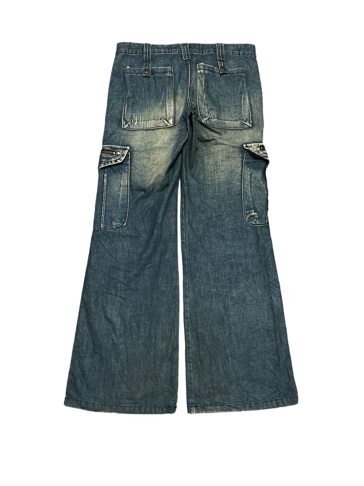 Japanese Brand × Vintage FLARED💥DISTRESSED DENIM CARGO CDG STYLE Size US 32 / EU 48 - 6 Thumbnail
